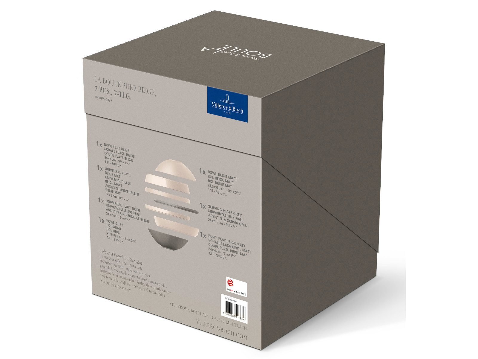 Villeroy & Boch Geschirr-Set La Boule pure beige Ø 24 cm, Premium Porcelain