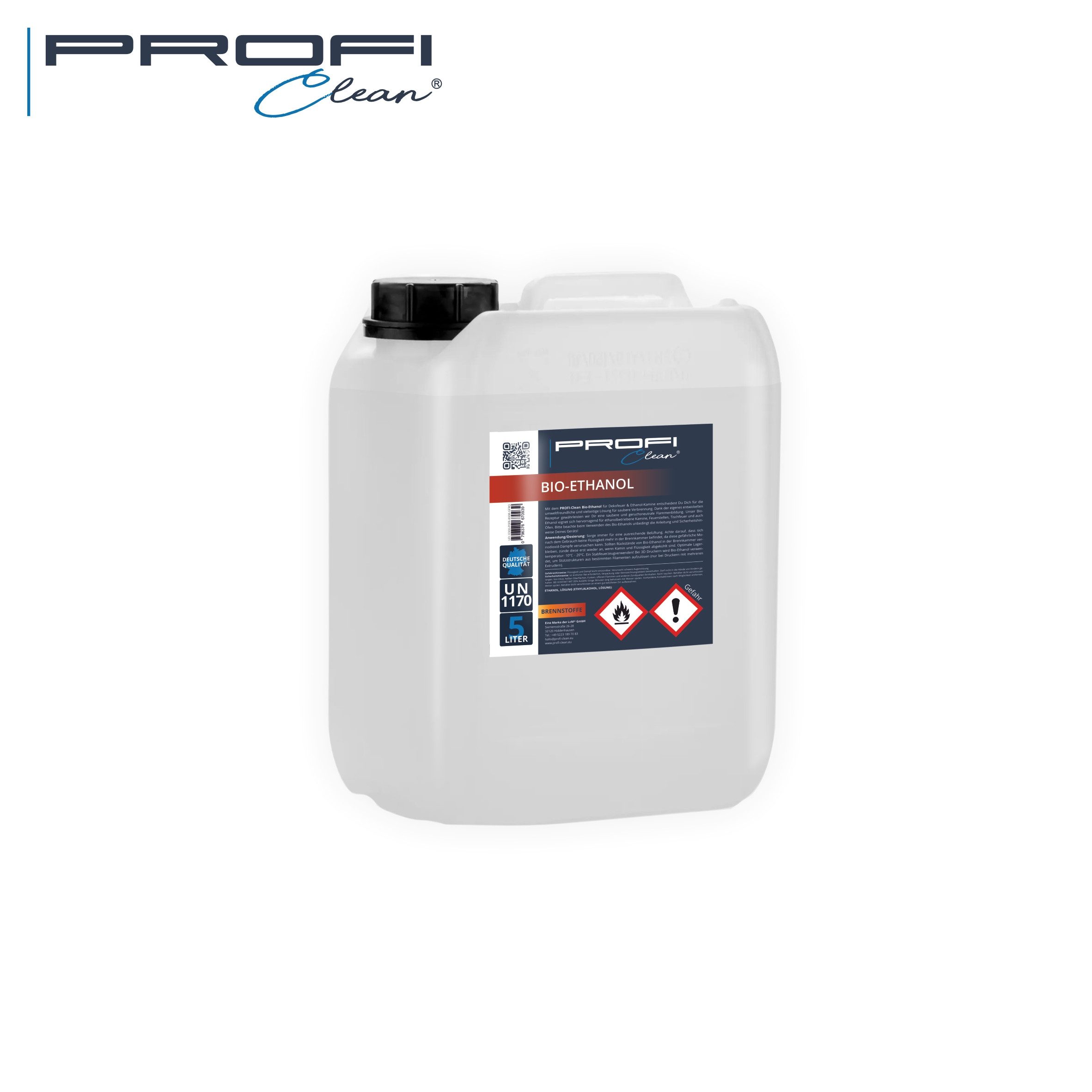 PROFI-clean® Bioethanol Bio-Ethanol 96,6% Brennflüssigkeit im 5 Ltr. Kanister, (1-St)
