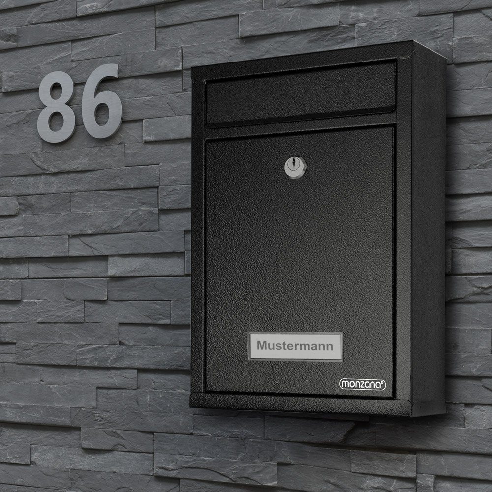 monzana Wandbriefkasten, Schwarz inkl. 2 Schlüssel günstig online kaufen