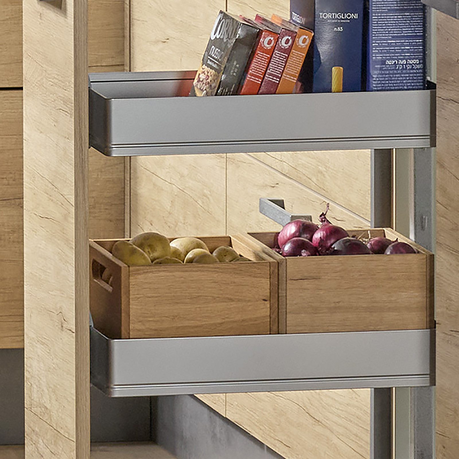 Kesseböhmer Auszug DISPENSA junior III Apothekerauszug mit ARENA pure Tablaren (1 St), für Korpusbreite 40 cm, silbergrau