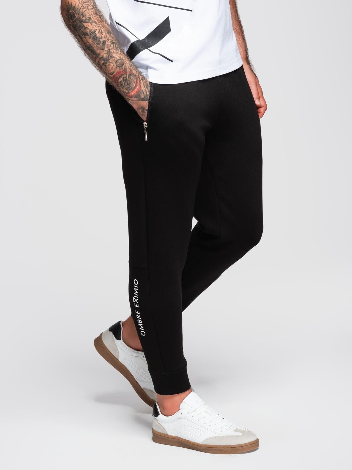 OMBRE Sweathose Jogginghose mit Bündchen und gummiertem Print