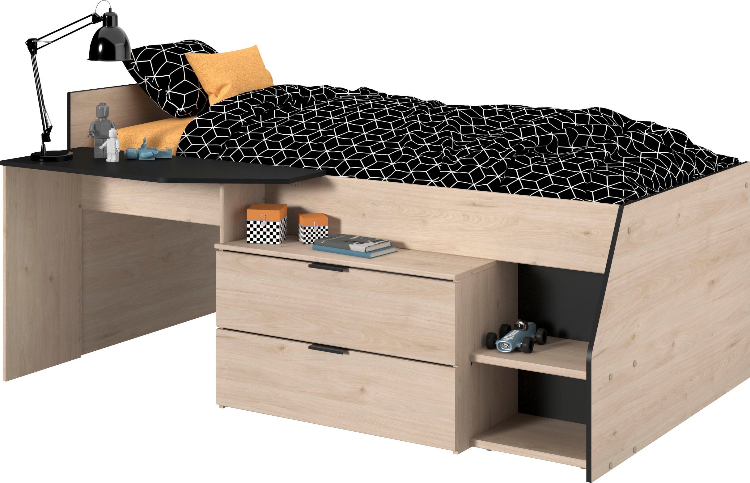 Parisot Hochbett Milky mit kleiner Arbeitsfläche und kleiner Kommode, extra günstig online kaufen