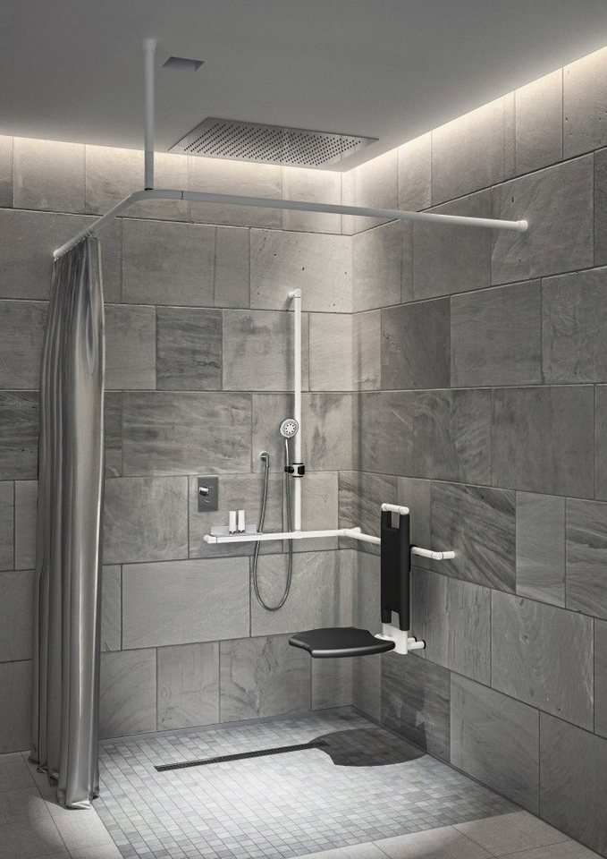 ERLAU Duschvorhang »Duschvorhang DV-180« Breite 240 cm, Höhe 200 cm, weiß mit Satinstreifen-kaufen