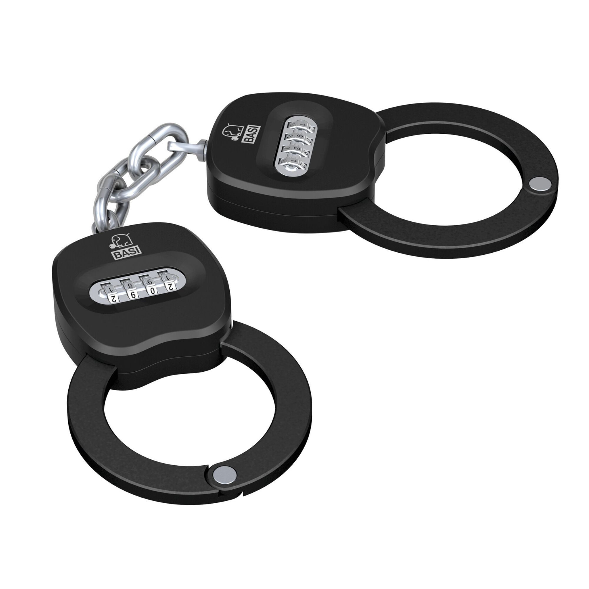 BASI Kabelbinder Handschellenschloss, E-Scooter Schloss (Packung) mit 4-stelligem Zahlenschloss, inkl. 2 Notschlüssel, Farbe Schwarz
