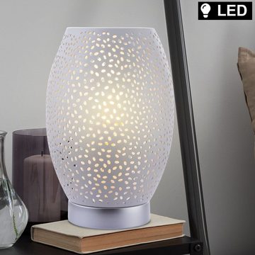 etc-shop LED Tischleuchte, Leuchtmittel inklusive, Warmweiß, Tisch Leuchte Wohn Zimmer Beleuchtung Dekor Stanzungen Lampe-