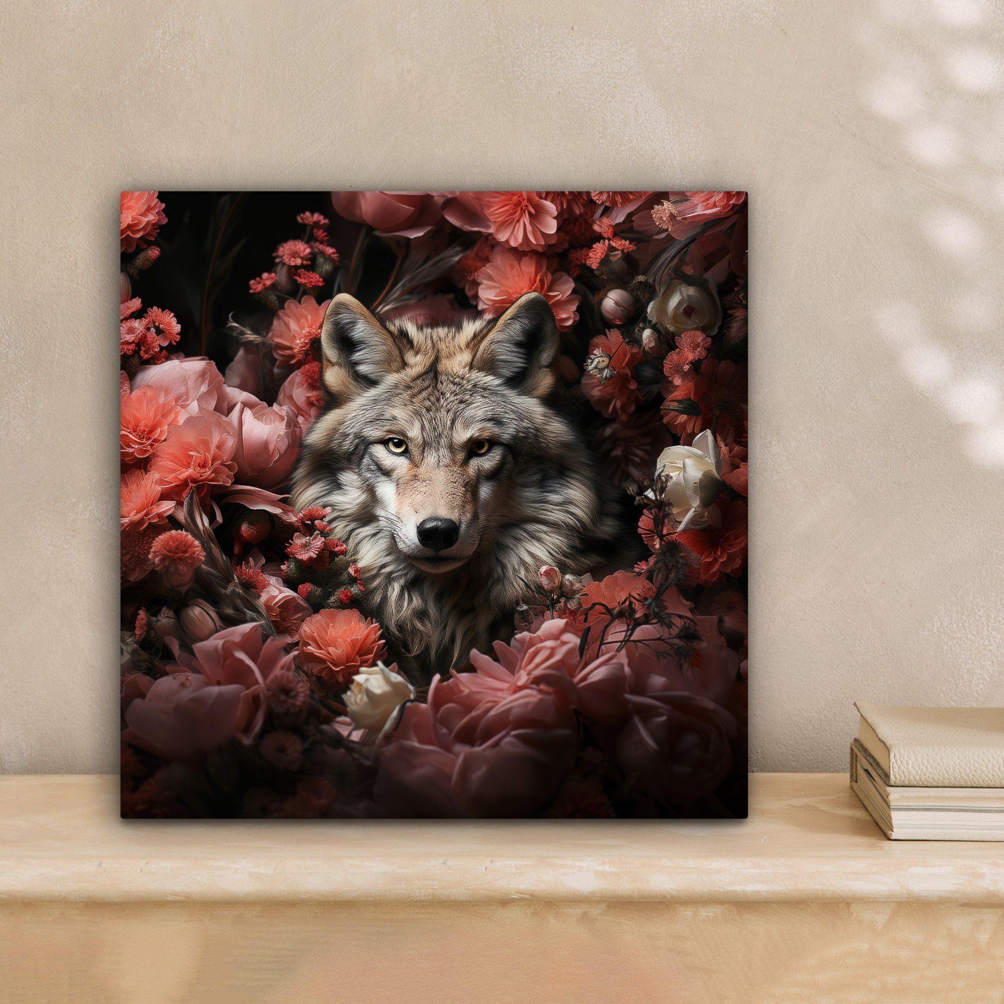 OneMillionCanvasses® Leinwandbild Wolf - Tier - Floral - Botanisch - Natur günstig online kaufen