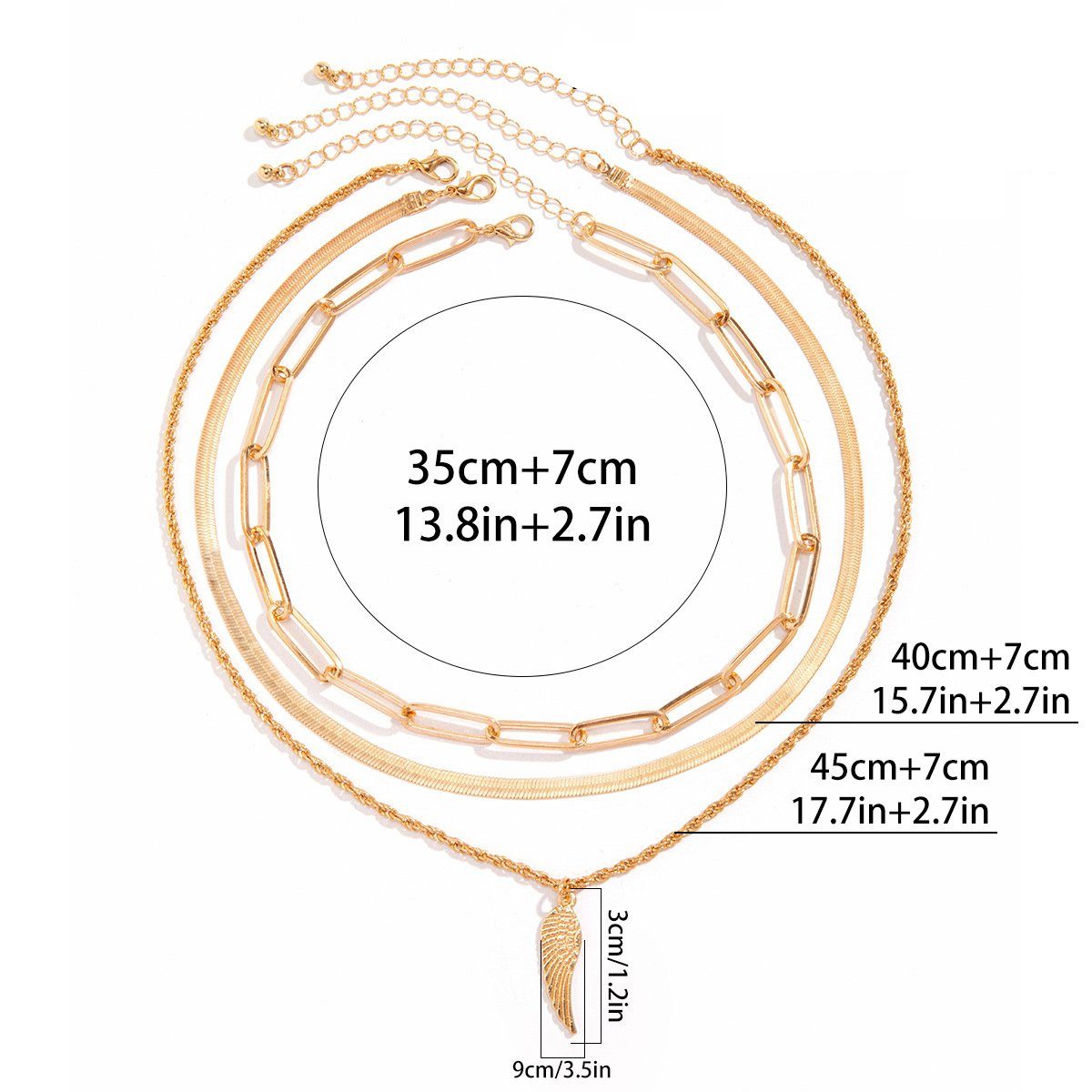 Schlichte (3-tlg) Damen mehrschichtige Halskette, vielseitige Ketten-Set Aatrx für Halskette