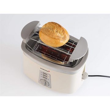 KORONA Toaster 2-Scheiben-Toaster Edelstahl-Applikation, 2 kurze Schlitze, 920 W, 920 W abnehmbarer Brötchenaufsatz, Auftaufunktion, Aufwärmfunktion