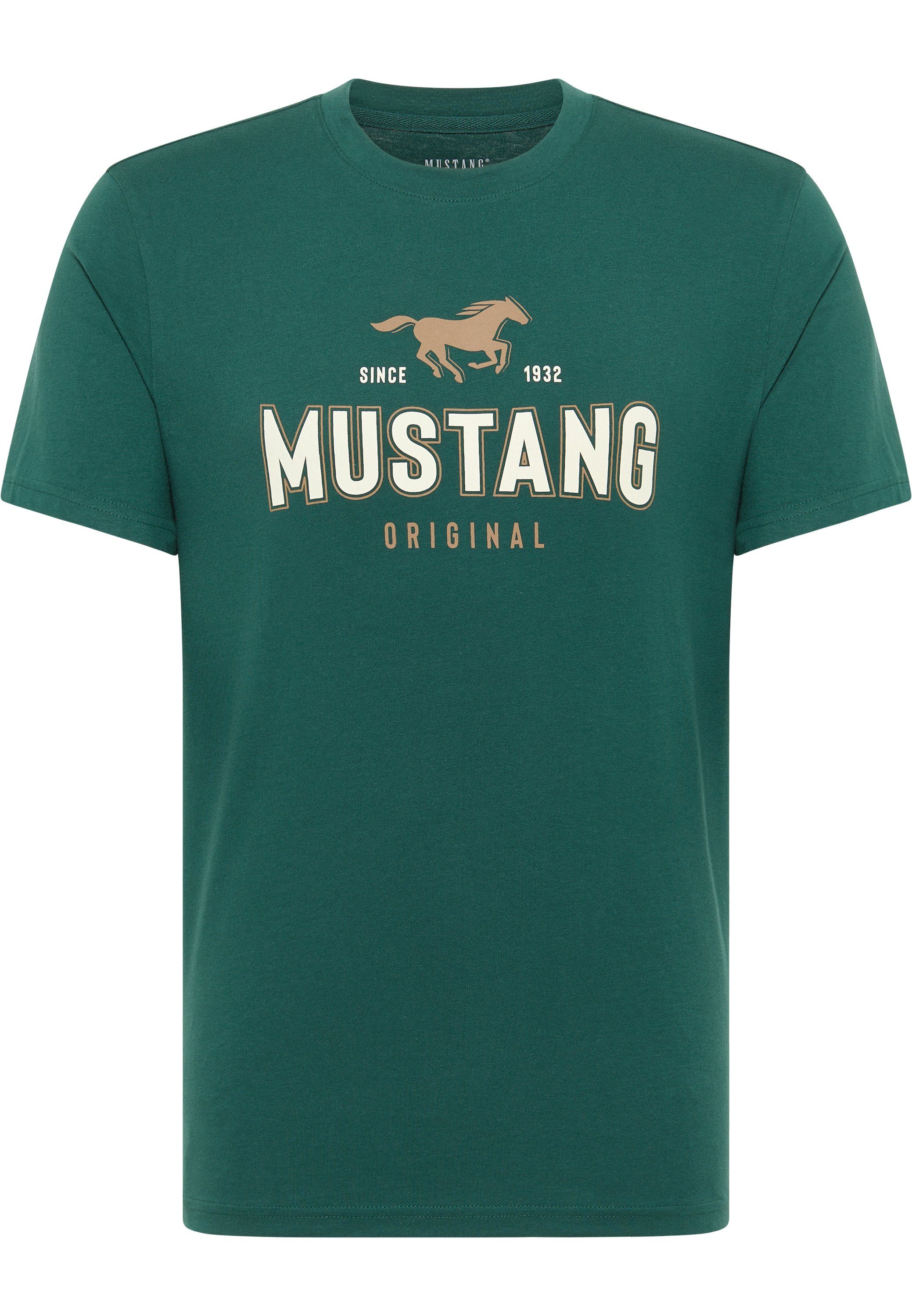 Kurzarmshirt grün MUSTANG Mustang Print-Shirt