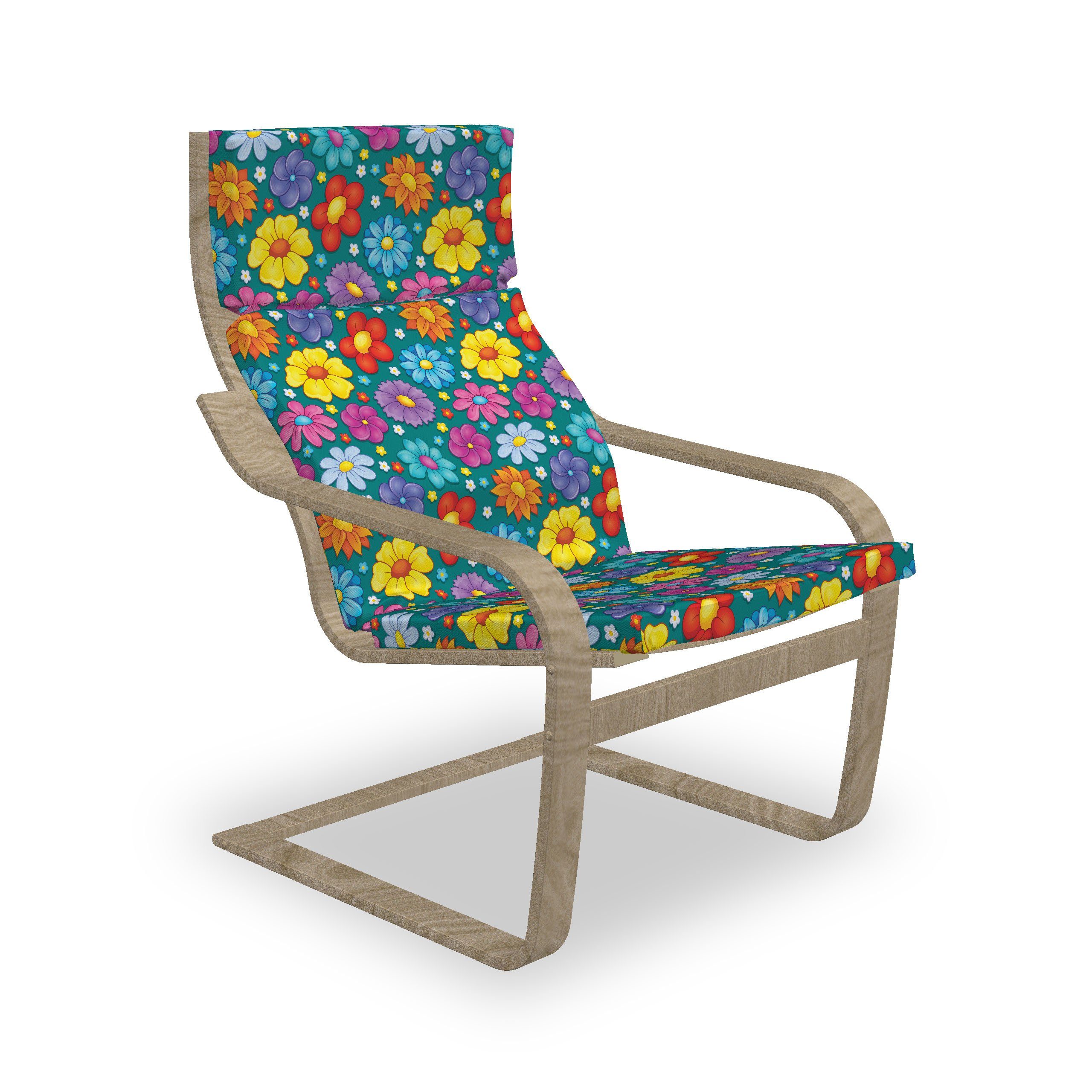 Sitzkissen Frühlings-Baby-Muster mit mit Stuhlkissen Hakenschlaufe Frische Abakuhaus Reißverschluss, und Blume Stuhlkissen