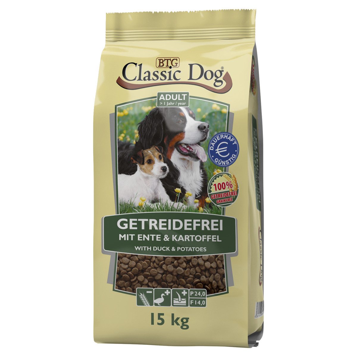 Classic Dog Ente & Kartoffel getreidefrei 15 kg, Trockenfutter für: Hund