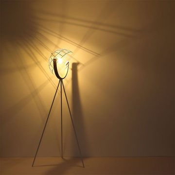 etc-shop LED Stehlampe, Leuchtmittel inklusive, Warmweiß, Retro Steh Lampe weiß Käfig Design FILAMENT Stativ Leuchte