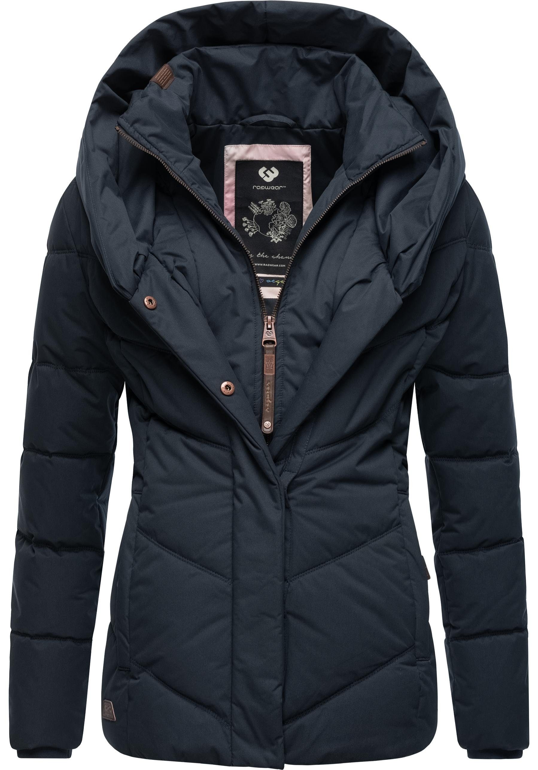 Ragwear Winterjacke stylische mit Anorak und navy Intl. Kapuze V-Steppung Natesa