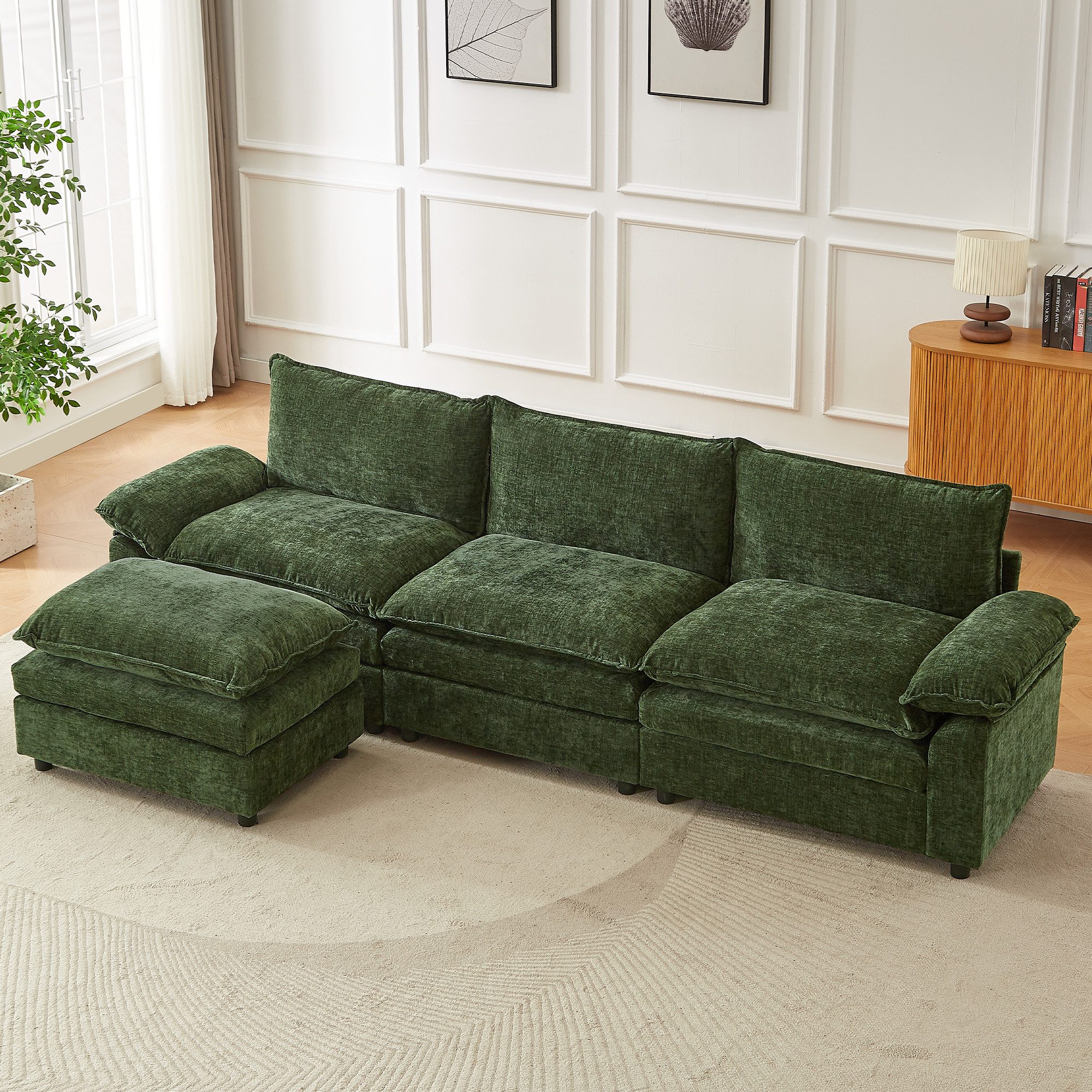 Jiexi Wohnlandschaft Modulares Sofa aus Chenille Freie Kombination Wohnlandschaft – Bild 4 von 5