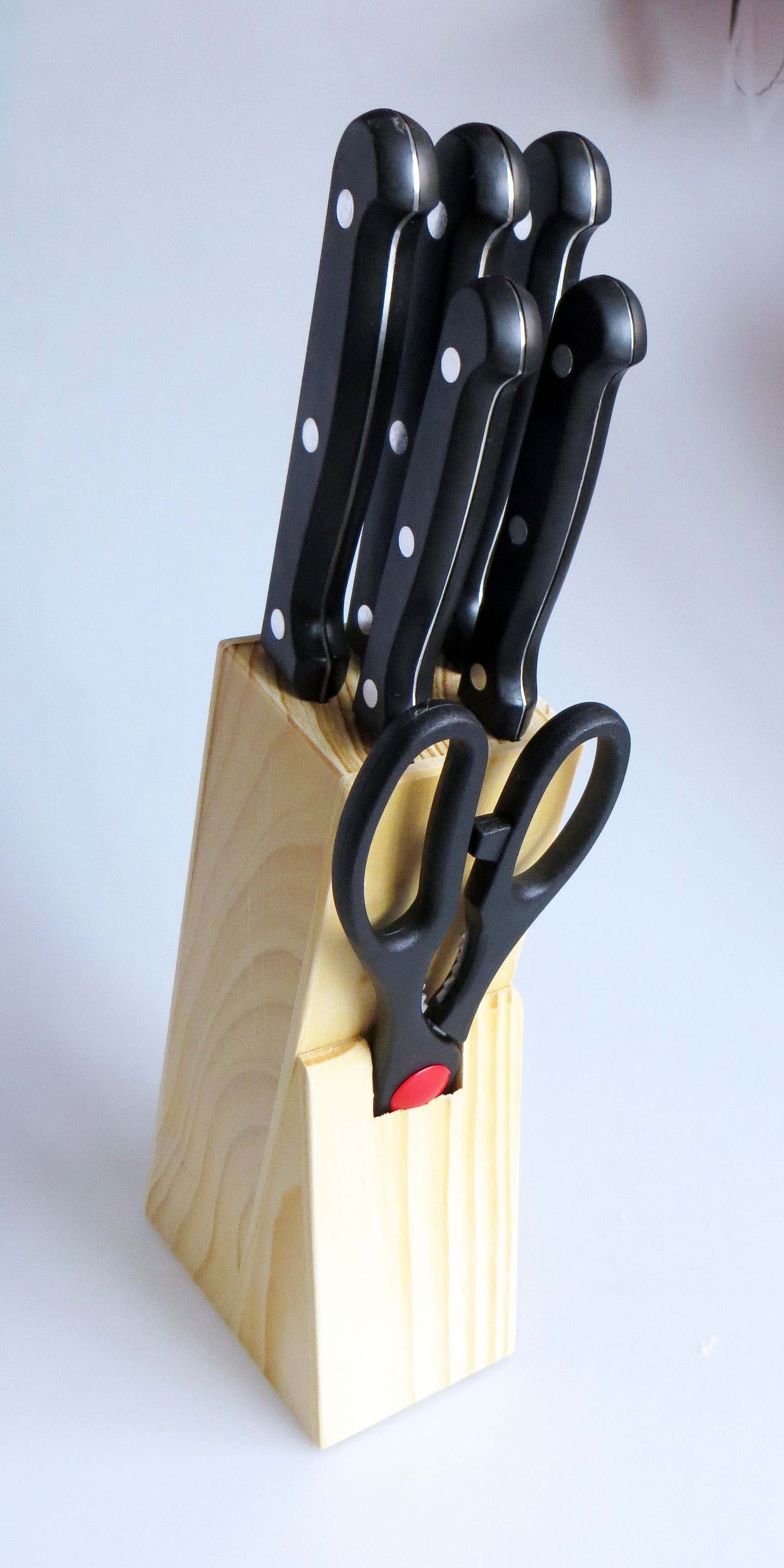 Michelino Messer-Set Michelino Holz-Messerblock 7 tlg. Messerset Holzblock 11239 Messerset schwarze Griffe (7-tlg)