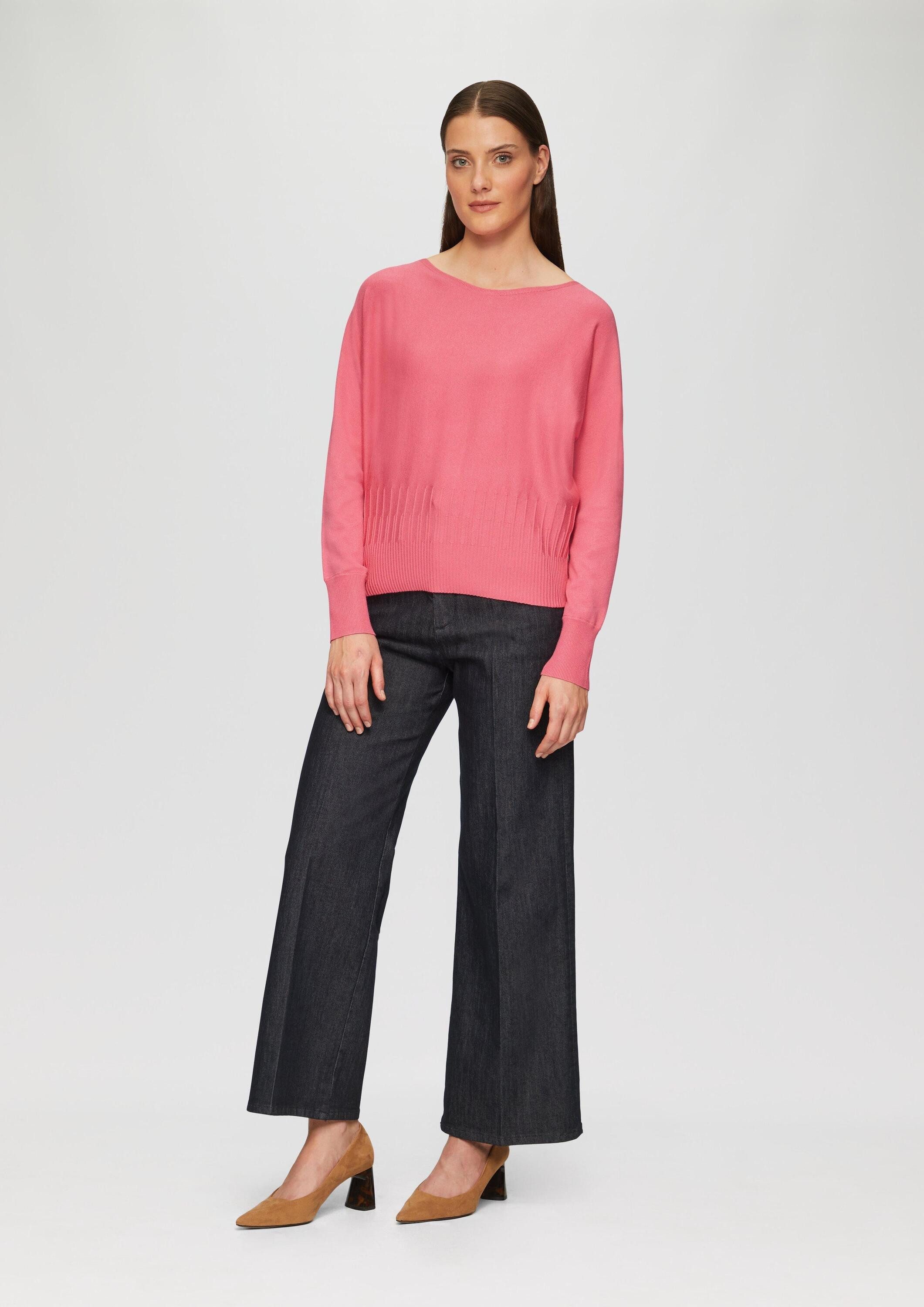 s.Oliver Longpullover Strickpullover Strickpullover mit Strukturmuster am Saum