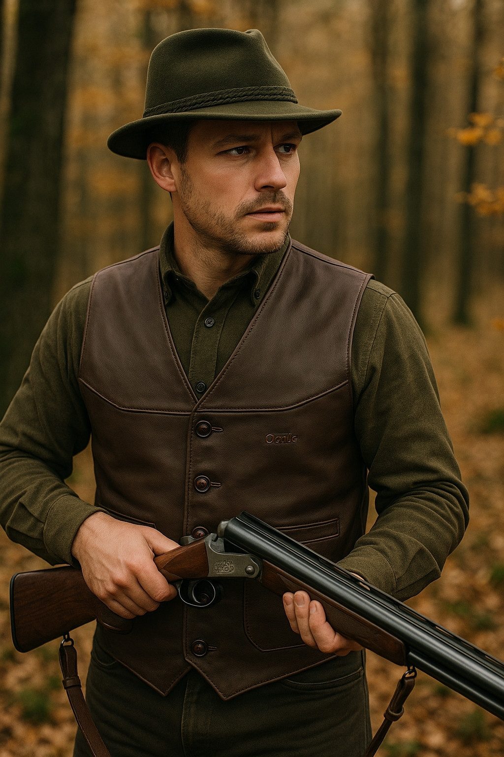 La Chasse® Lederweste Lederweste braun/oliv Büffellederweste Jagdweste aus günstig online kaufen