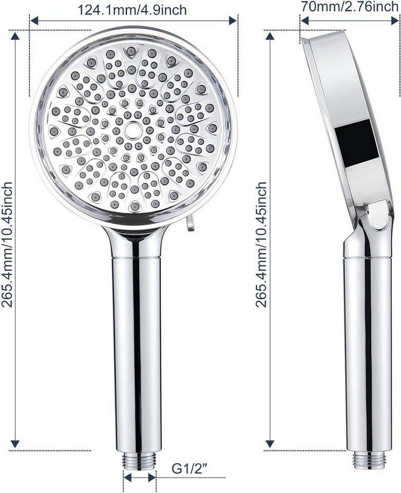 Thumbnail - LuxusKollektion Handbrause Duschkopf mit Filter Hochdruck Handbrause 6 Strahlarten Wassersparend