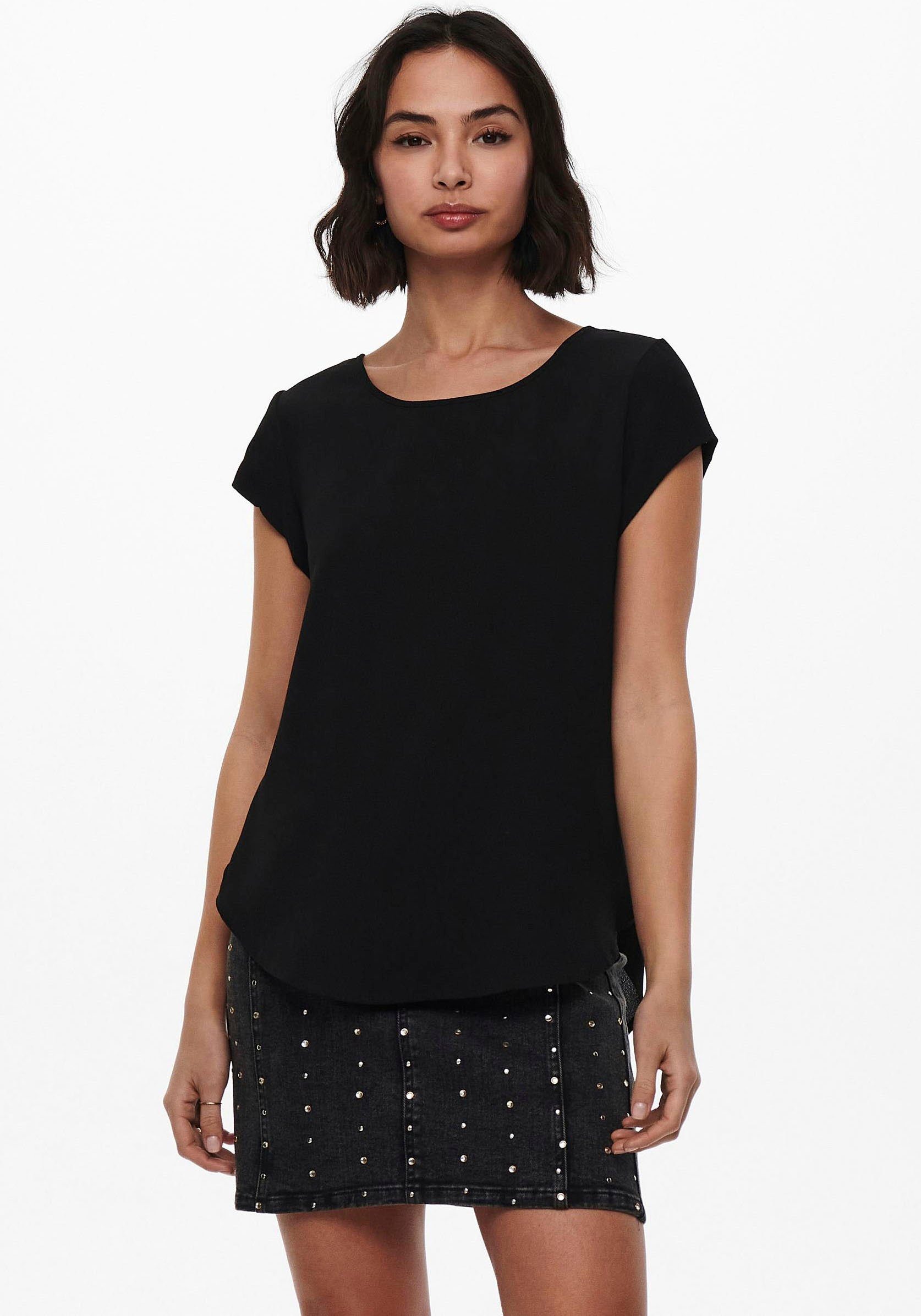 ONLY Kurzarmbluse ONLVIC S/S SOLID TOP NOOS PTM black