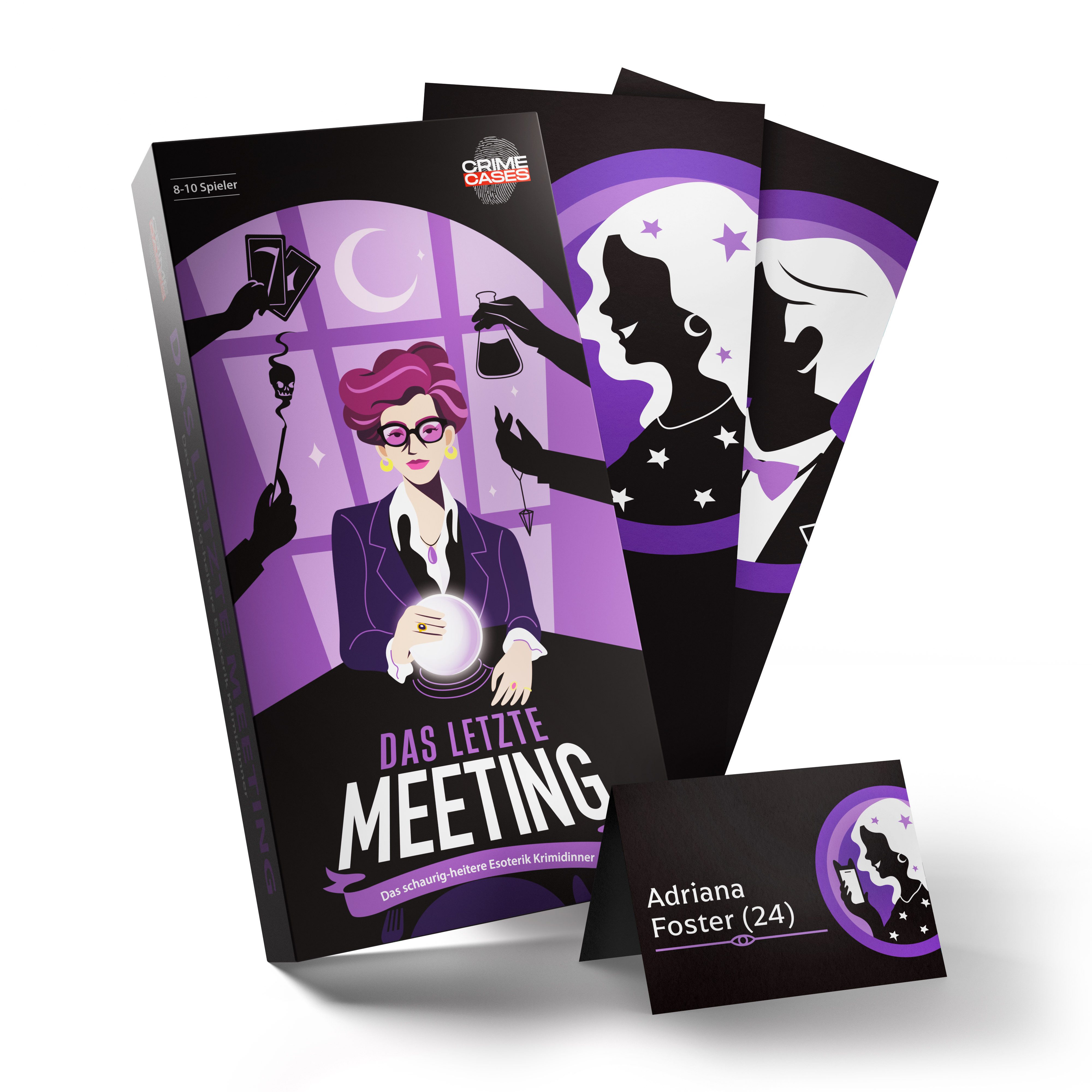 CRIMECASES Hörbuch Krimidinner Das letzte Meeting, (Mordfall lösen Spiel, Krimi Spiel), Krimi Dinner für 8-10 Personen, Mörderische Dinnerparty ab 14 J.