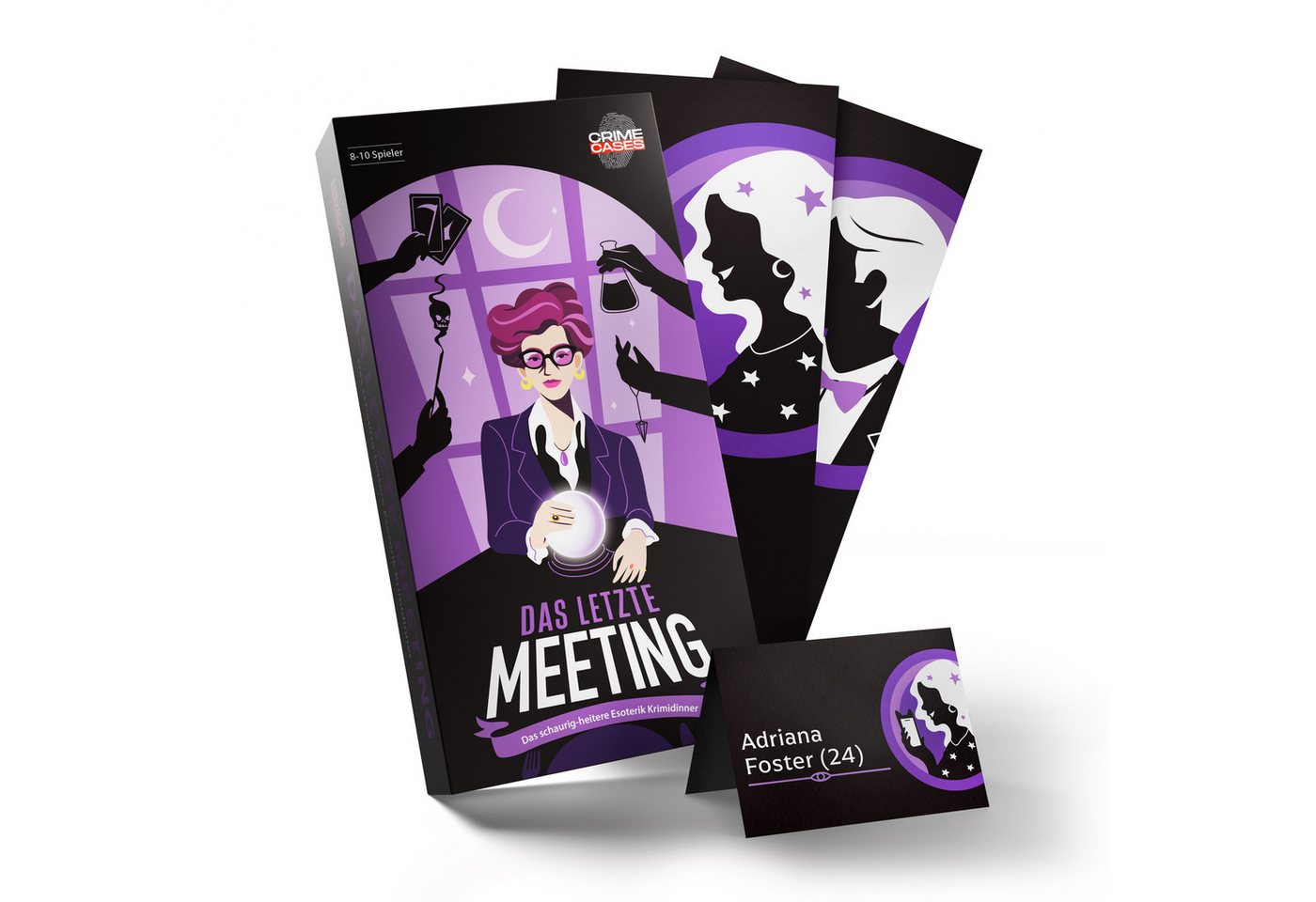 CRIMECASES Hörbuch Krimidinner Das letzte Meeting, (Mordfall lösen Spiel, Krimi Spiel), Krimi Dinner für 8-10 Personen, Mörderische Dinnerparty ab 14 J.