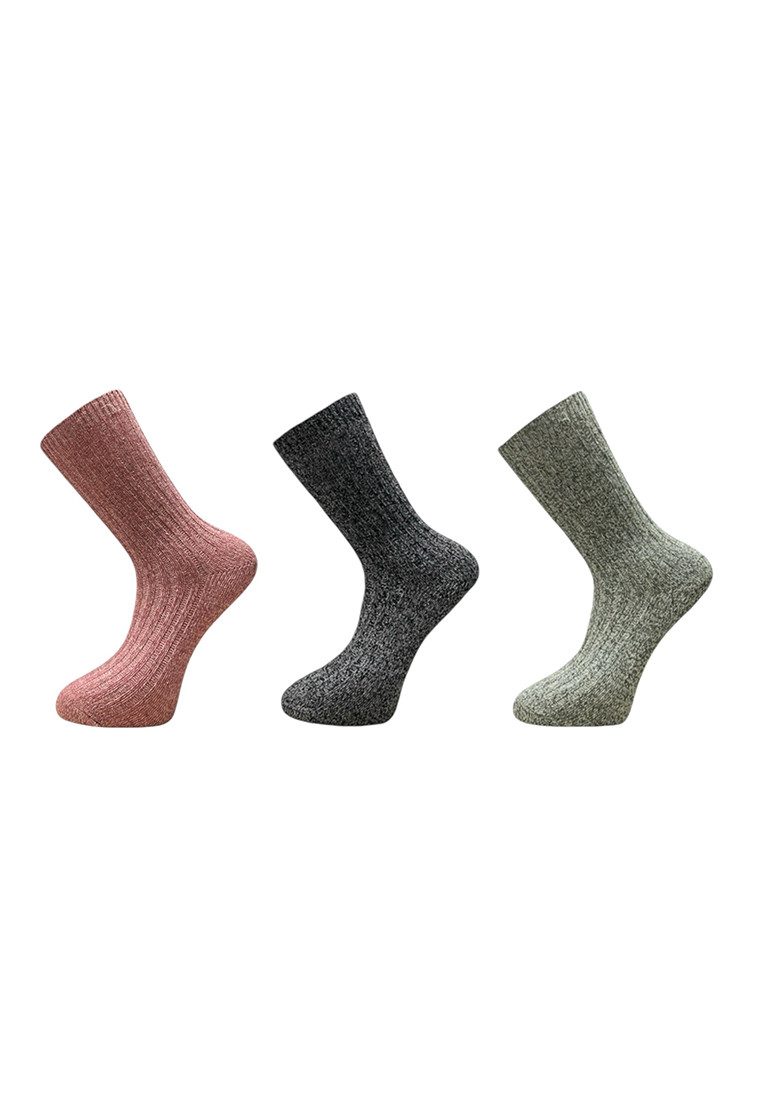 Socken Alpaka Socken Damen 3er Pack im Norweger-Stil für den Winter