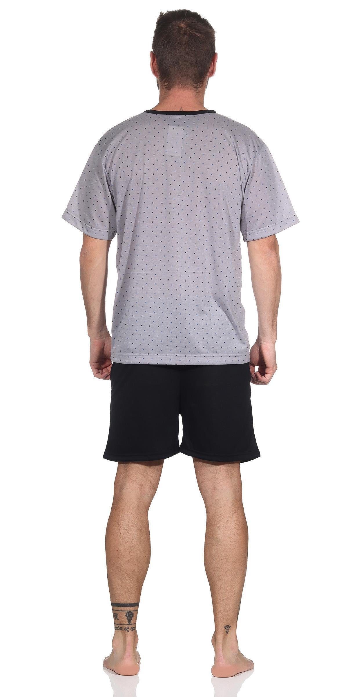 Gr. Grau M XL EloModa Schlafanzug, L Pyjama und tlg) Herren Capri-Pyjama XXL T-Shirt Short (2