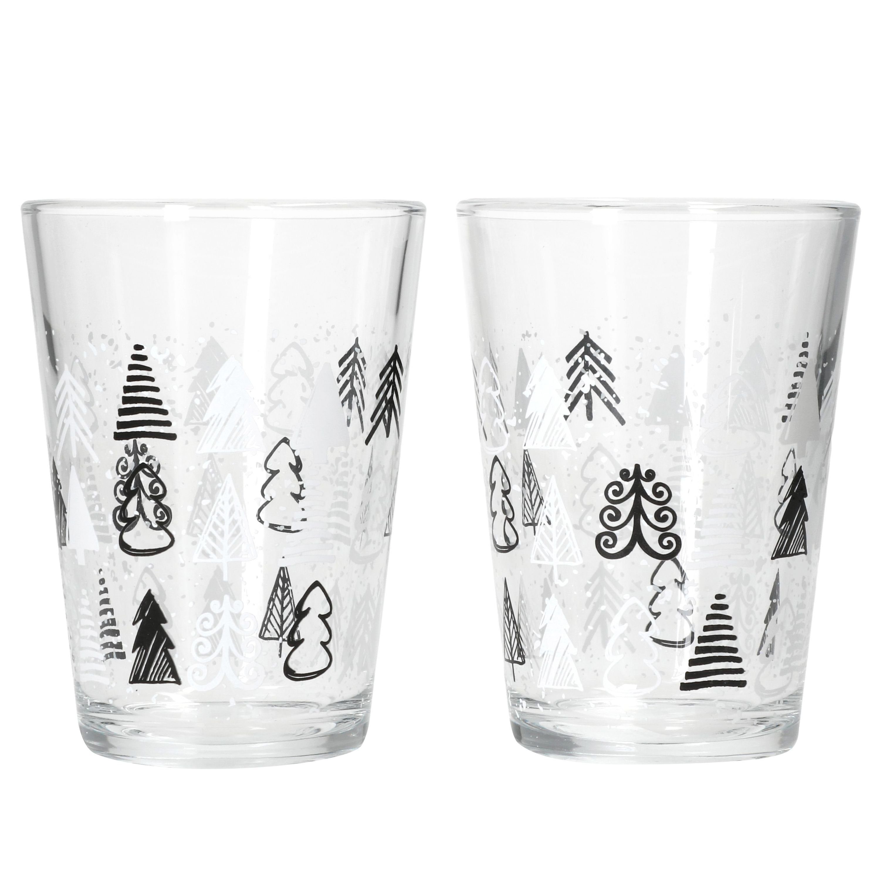 MamboCat Glas Tree Winter H11cm, Glühwein-Gläser Grey 240ml 2x Glas Ritzenhoff