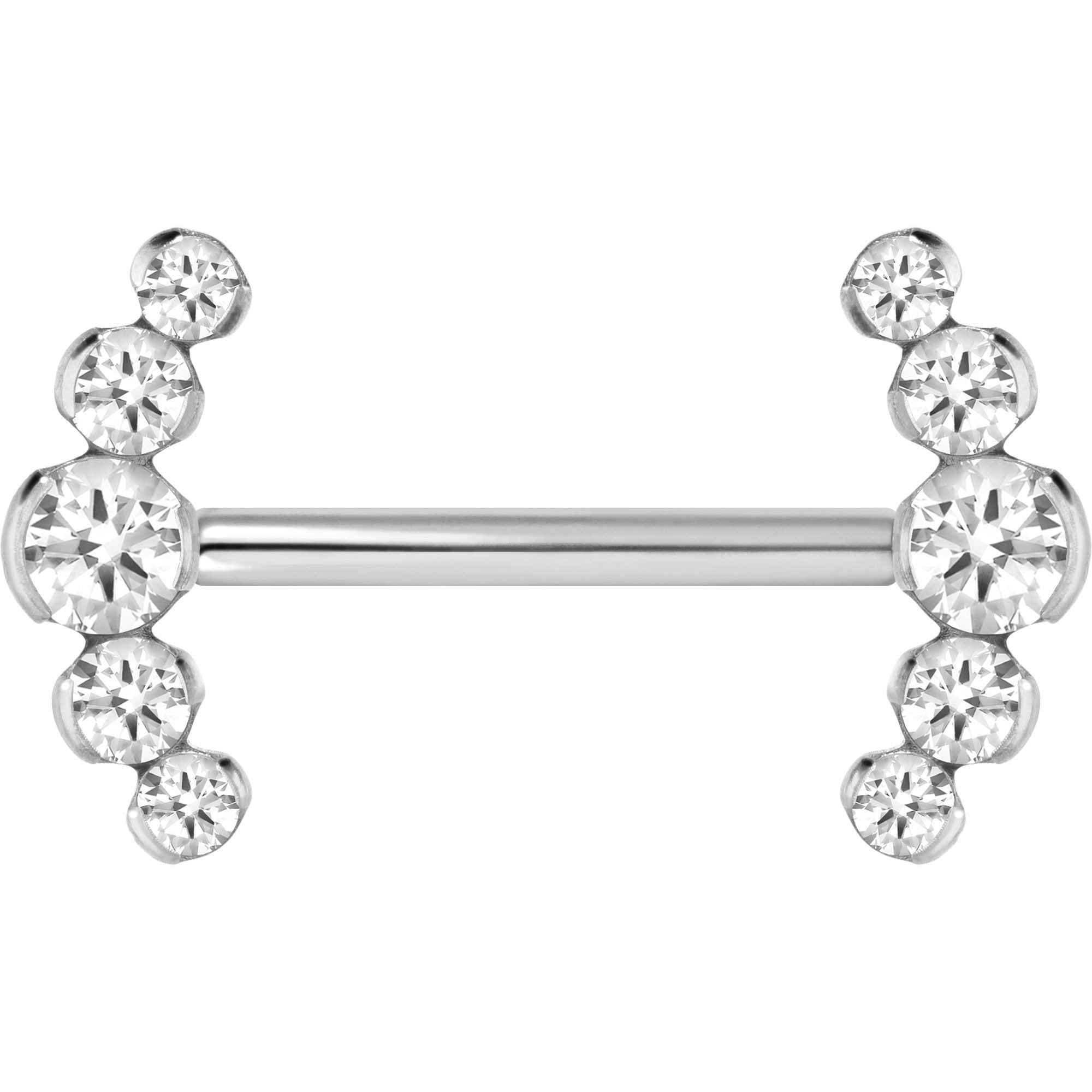 PIERCINGLINE Brustwarzenpiercing Titan Barbell mit Push Fit 5 KRISTALLE (Barbells, 1-tlg)