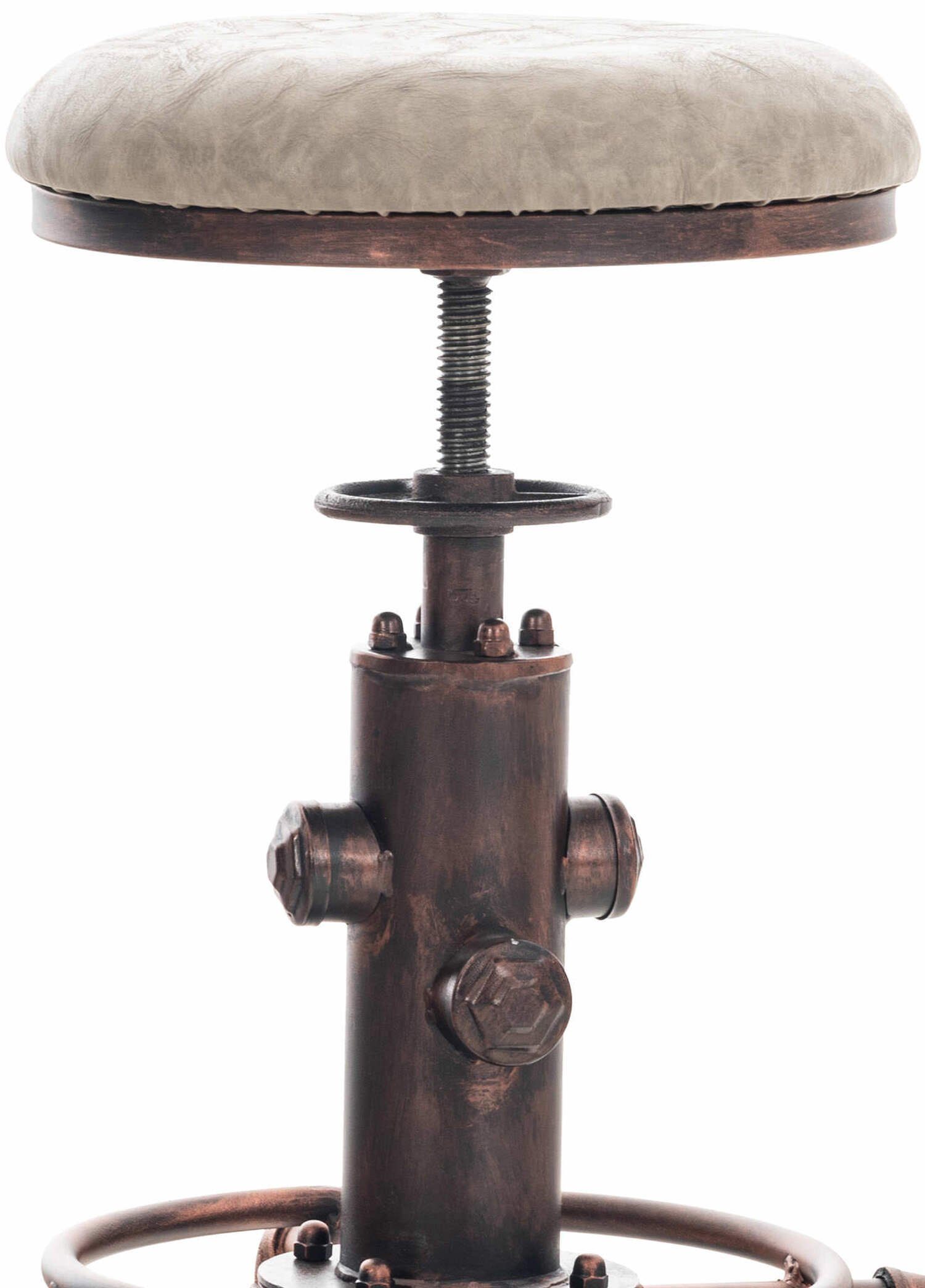 TPFLiving Barhocker Lumos Vintage Küche Bronze - für & Gestell Hocker 4-Fuß Theke Fußstütze - - (mit Tresenhocker), Kunstleder Grau Sitzfläche: Holz