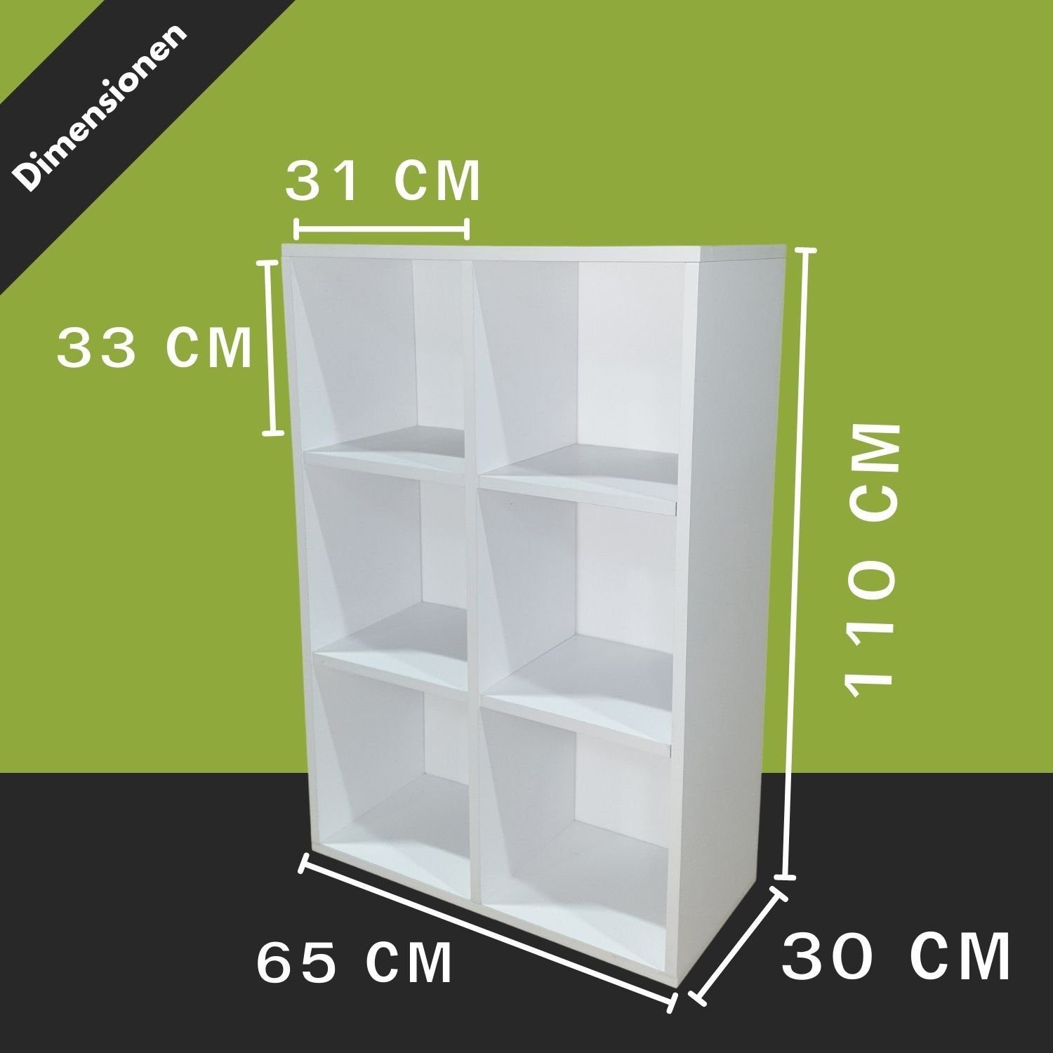 cm Coemo Standregal Weiß Regal, 65x30x98 Delta-6 Raumteiler kombinierbar