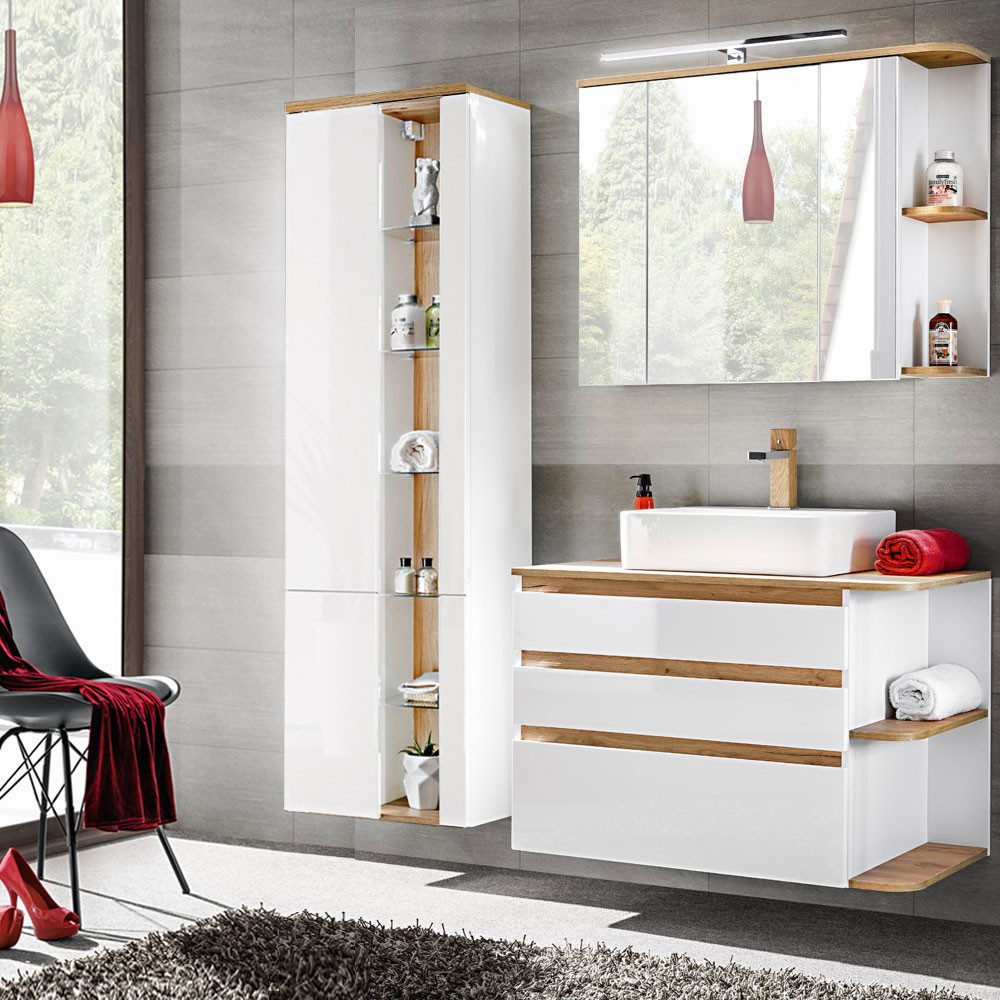 Lomadox Badmöbel-Set CAMPOS-56, (Spar-Set, 5-St), mit Keramik-Waschtisch Ho günstig online kaufen