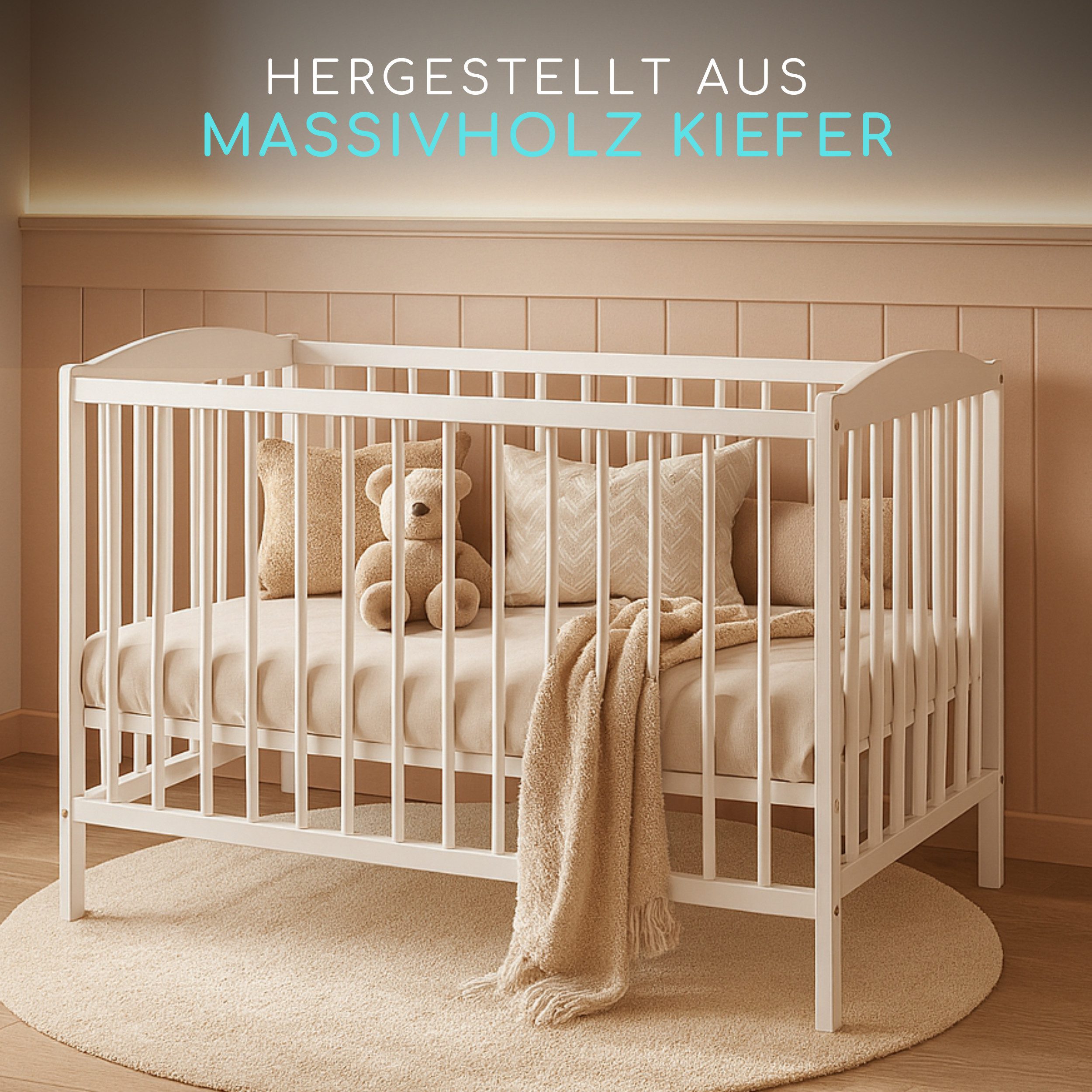Alavya Home® Babybett NALA, Gitterbett 60x120 cm mit Matratze, verstellbar günstig online kaufen