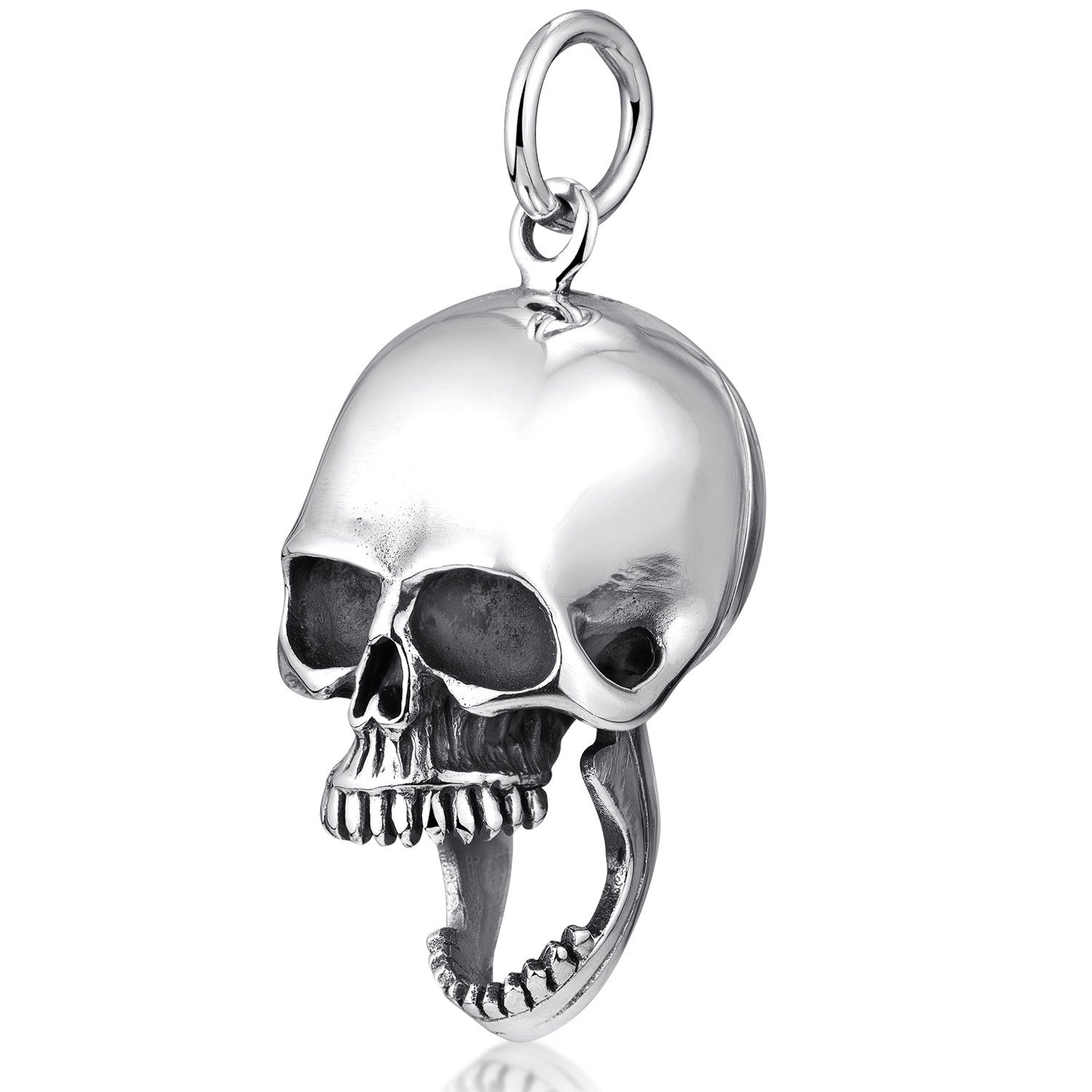 Materia Medallionanhänger Herren Silber Totenkopf aufklappbar 14,8g KA-82, 925 Sterling Silber, rhodiniert