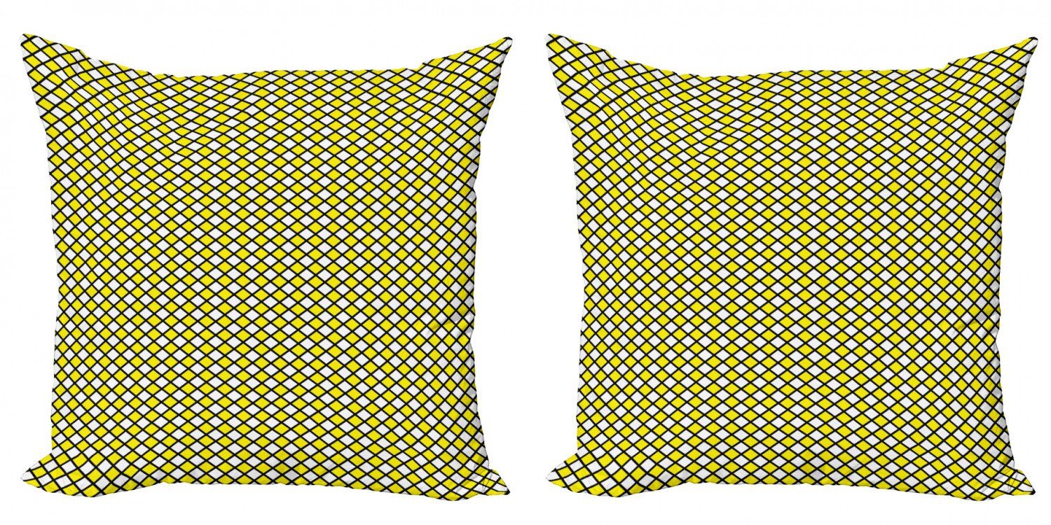 Gelb Modern Abakuhaus Accent Digitaldruck, Doppelseitiger Alt (2 Stück), geometrische und Weiß Kissenbezüge