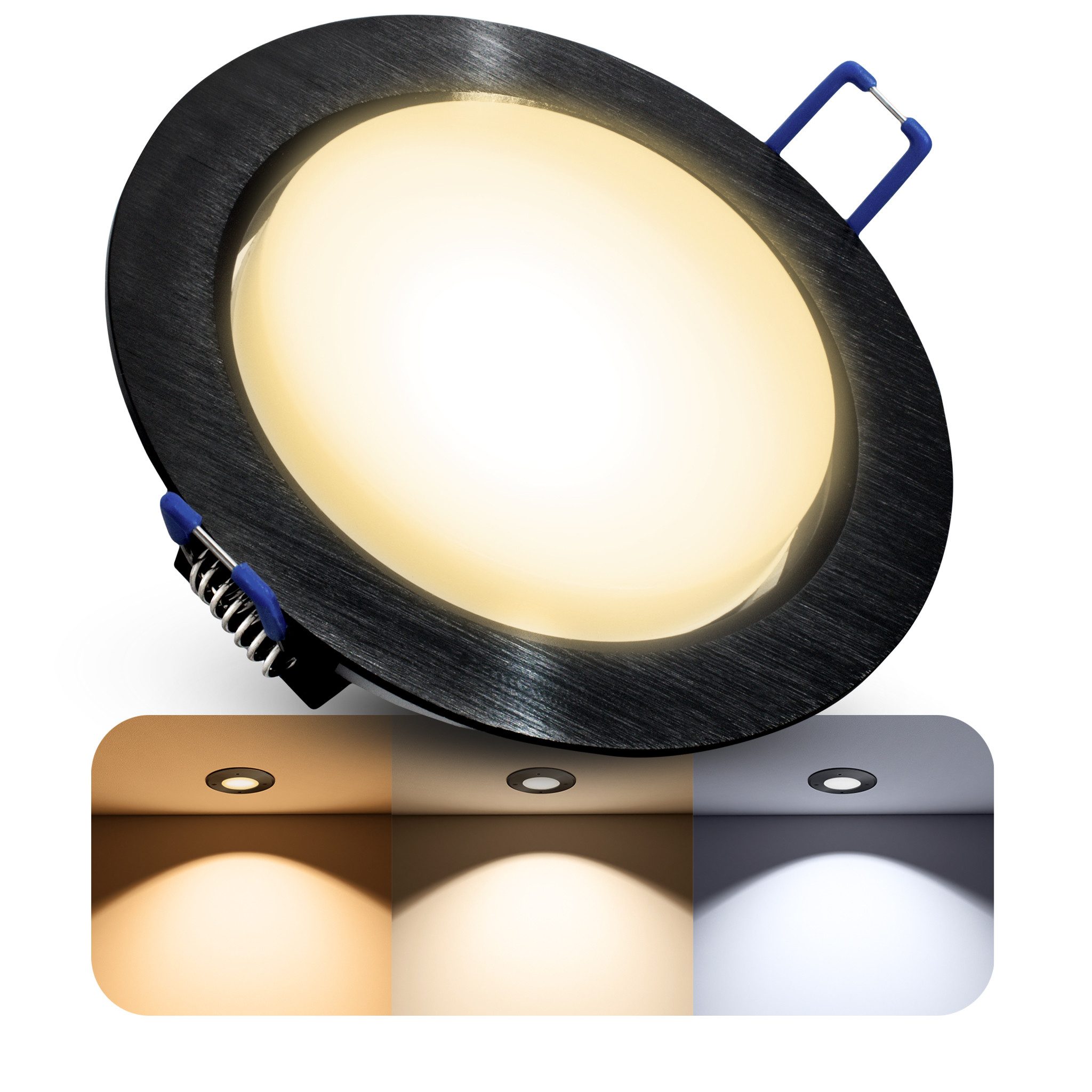 SSC-LUXon LED Einbaustrahler RX-3 Einbauleuchte GX53 LED 5W drei einstellbaren Lichtfarben 3CCT, Warmweiß