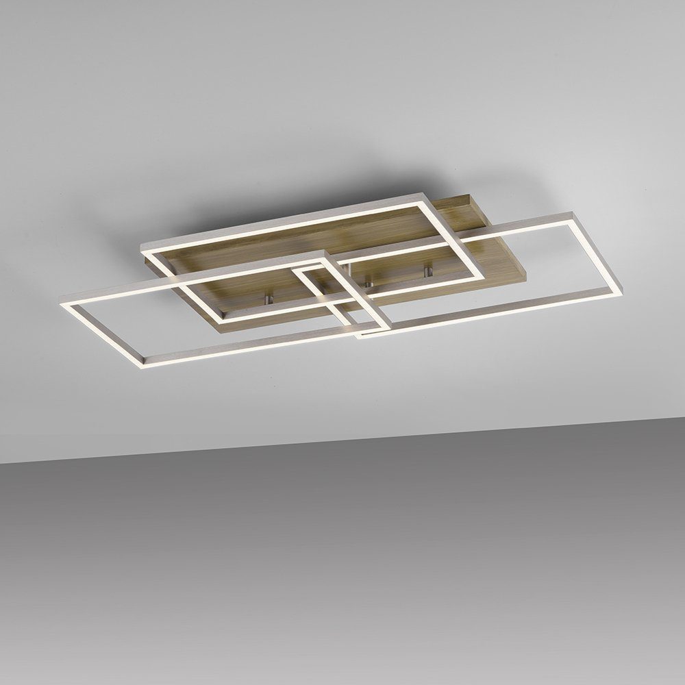 SellTec Deckenlampe Farbtemperaturregelung 3xLED-Board/12,00Watt, Memoryfunkton, Rahmen kaltweiß, bis Deckenleuchte Dimmfunktion, Holz, CCT-Farbtemperaturregelung, warmweiß Fernbedienung LED dimmbar eckig