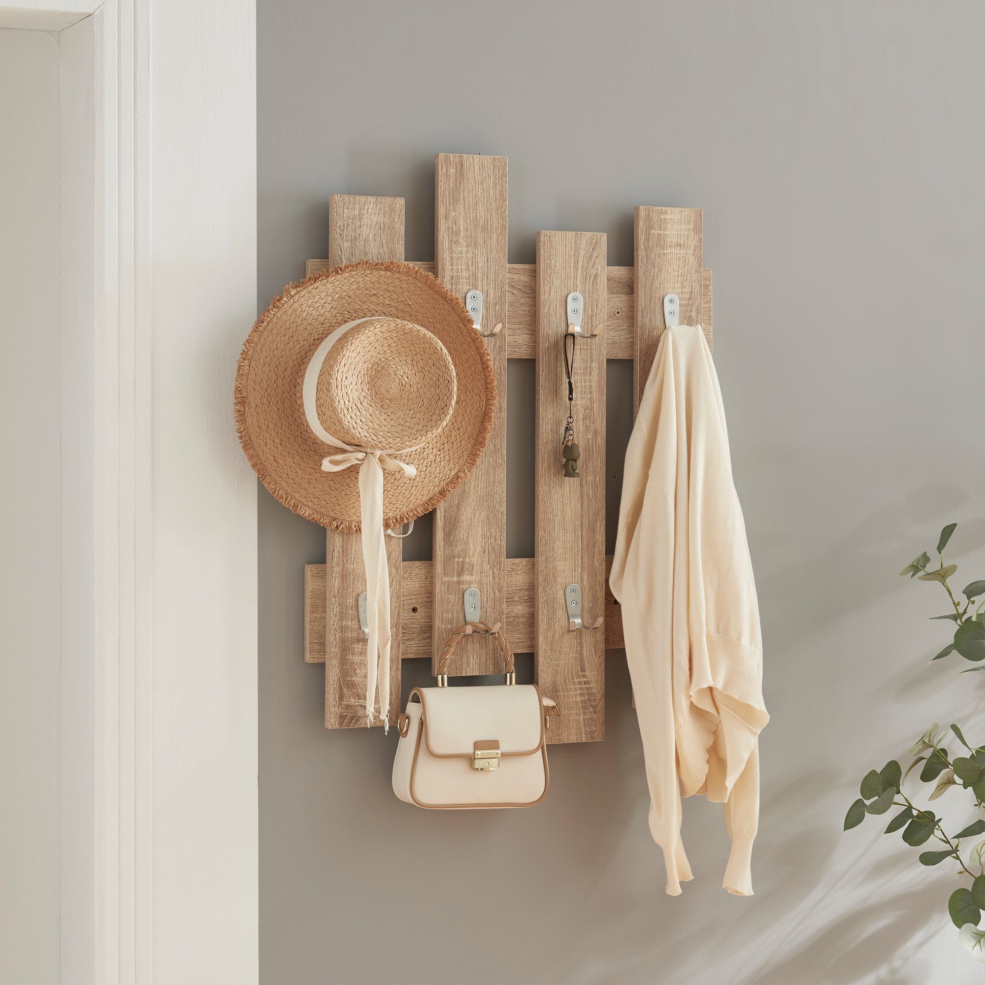 en.casa Wandgarderobe, »Raseborg« mit 16 Haken günstig online kaufen