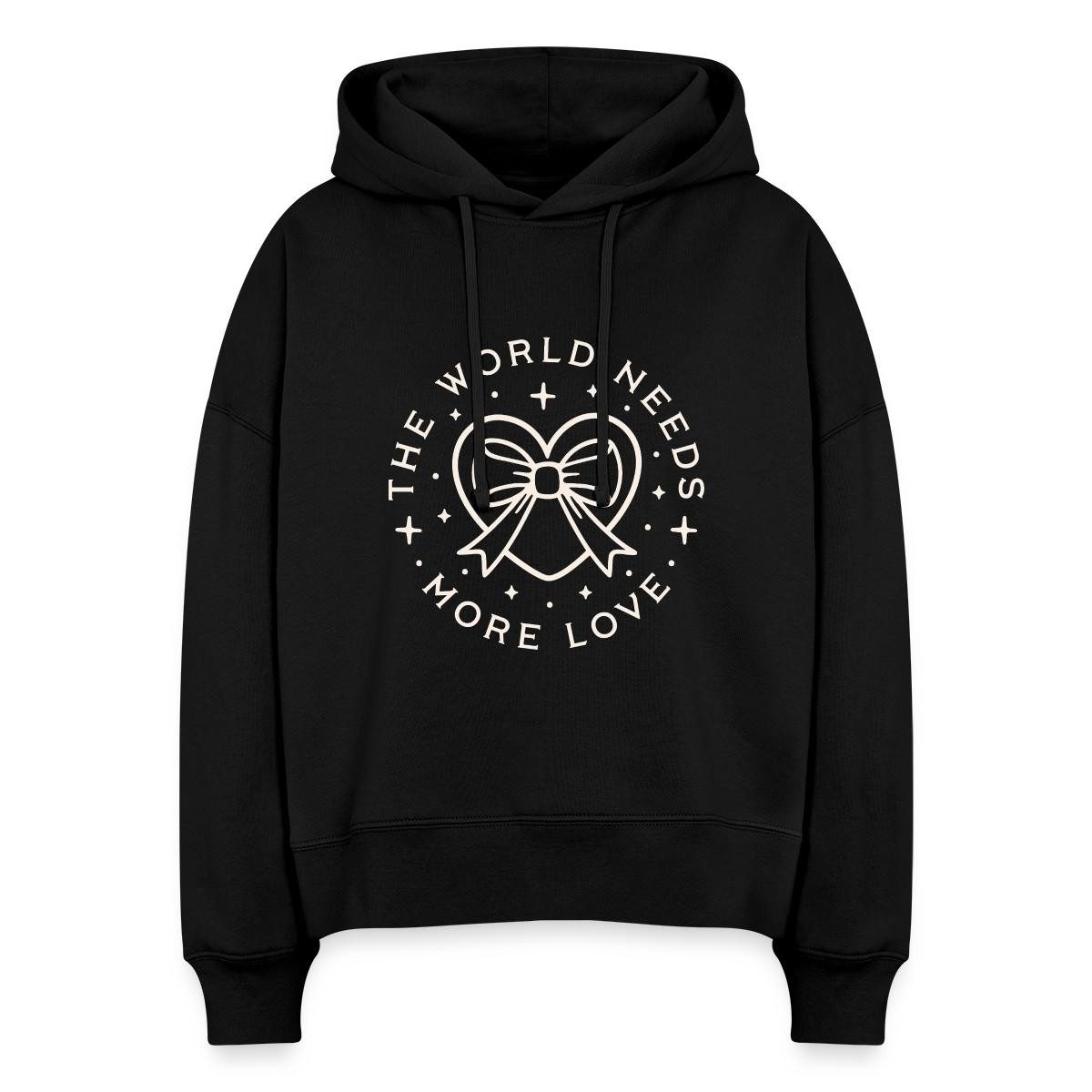 Hoodie The World Needs More Love Frauen Boxy Organic Hoodie