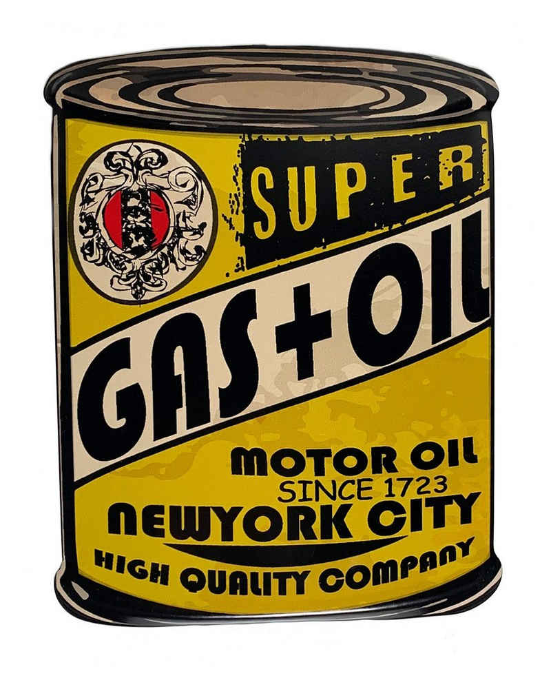 Moritz Metallschild Blechschild Super Gas + Oil New York City, Vintage Retro Nostalgie Metall Wandbild Dekoration bedruckt Geschenk