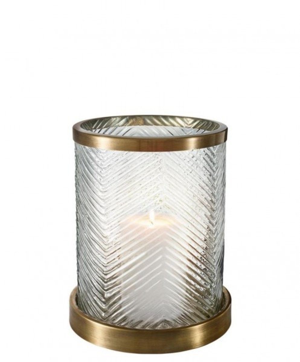 Casa Padrino Windlicht Designer Windlicht / Kerzenleuchter Messing Finish 23 x H. 27 cm - Luxus Qualität