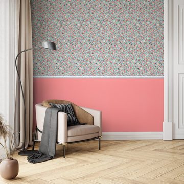 Newroom Vliestapete, Pink Tapete Landhaus Punkte - Punktetapete Koralle Weiß Romantisch Modern Pünktchen Polkadot für Wohnzimmer Schlafzimmer Büro