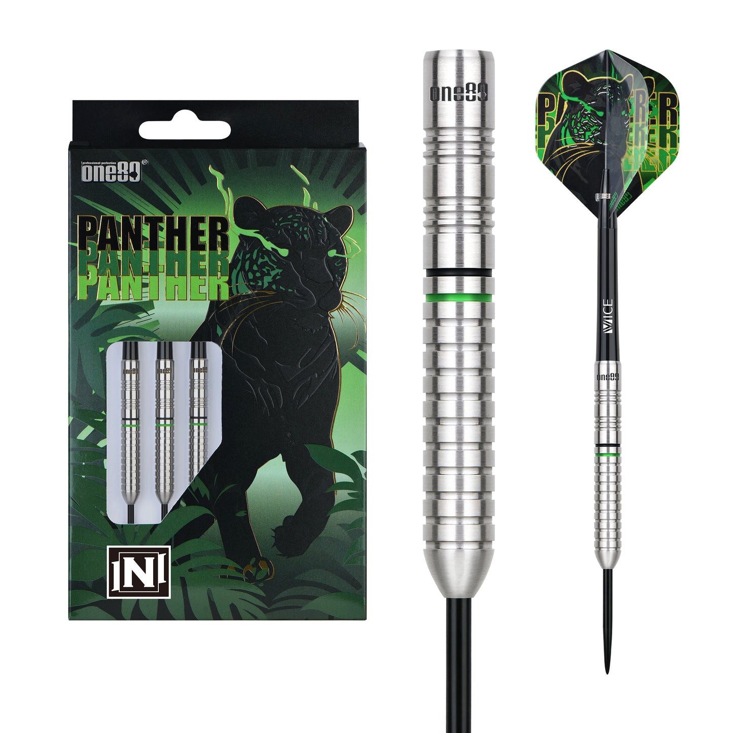 one80 Dartpfeil Panther-N Wolfram Darts 26g Tungsten, Griffiges Barrel unterstützt eine konstante Griffkontrolle
