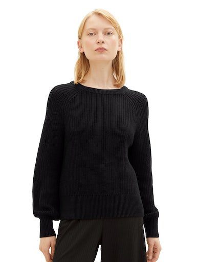 TOM TAILOR Denim Strickpullover mit Struktur black deep