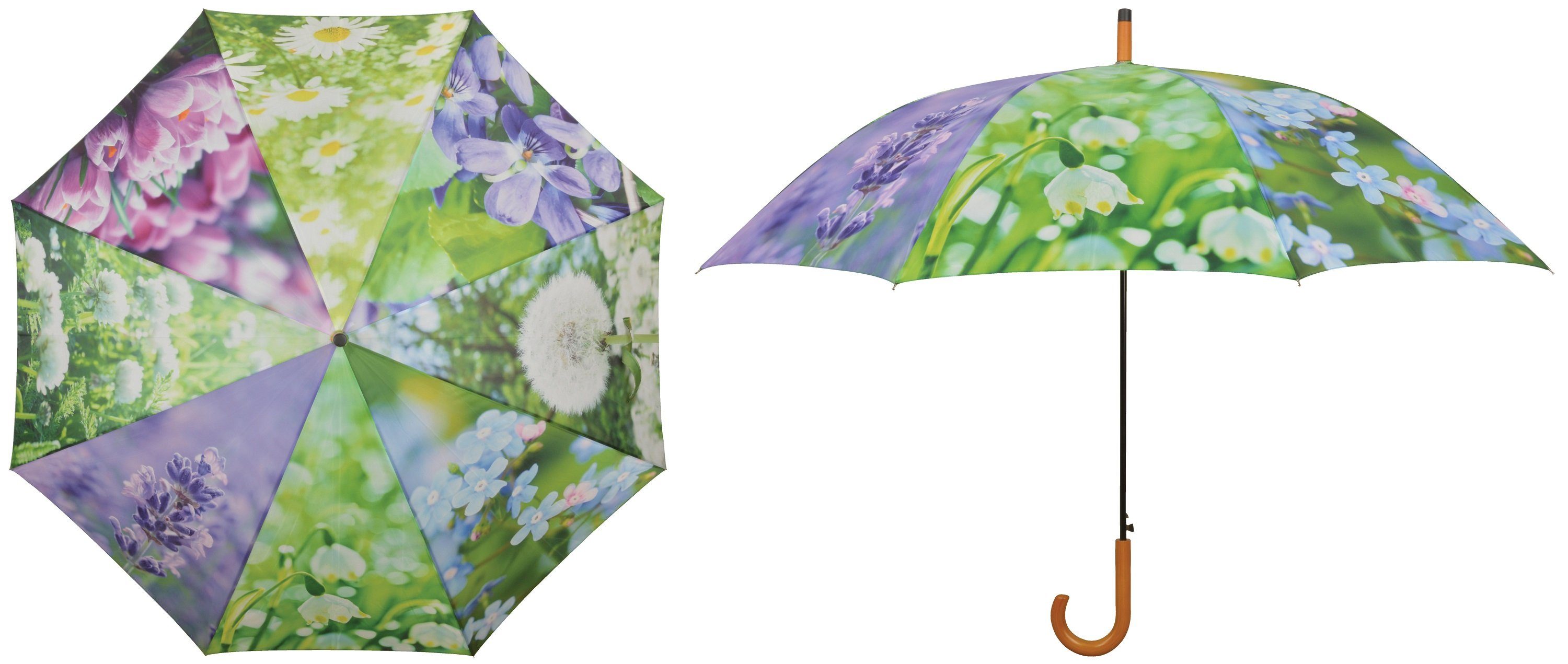 esschert design Stockregenschirm Stockschirm BLUMEN Fotodruck und automatischer Öffnungsautomatik – Bild 3 von 5