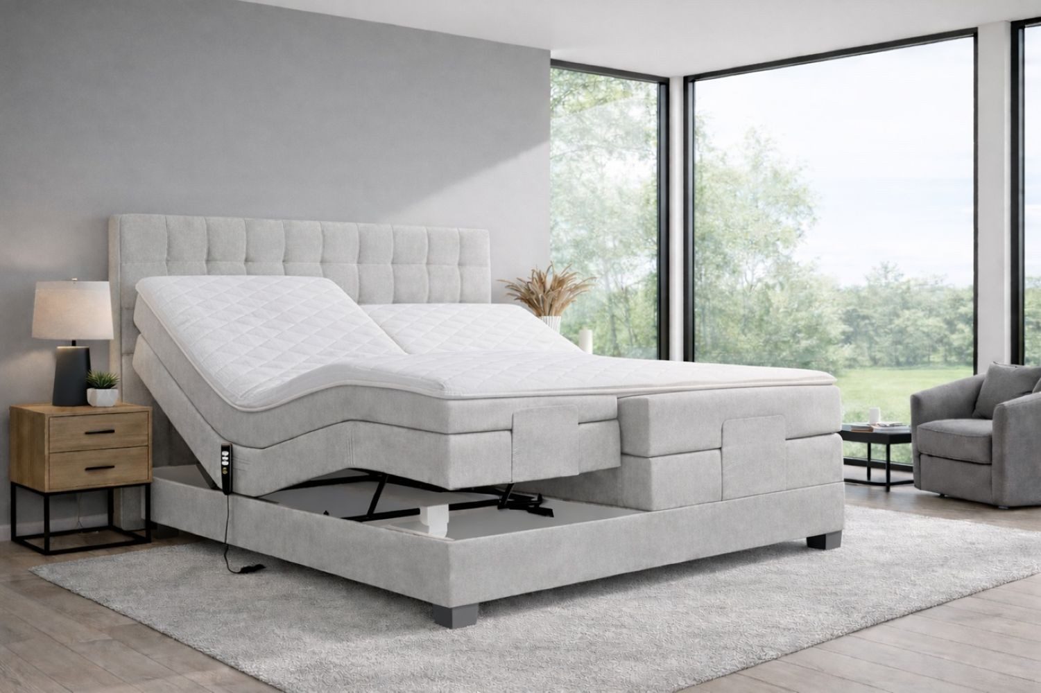 Labett Boxspringbett ELECTRA KING - Elektrisch verstellbare 140x200 160x200 180x200 200x200 (Boxspringbett, Matratze, Topper), Elektrisch verstellbare, Doppelbett mit Kopfteil, 4 Matratzen, Topper