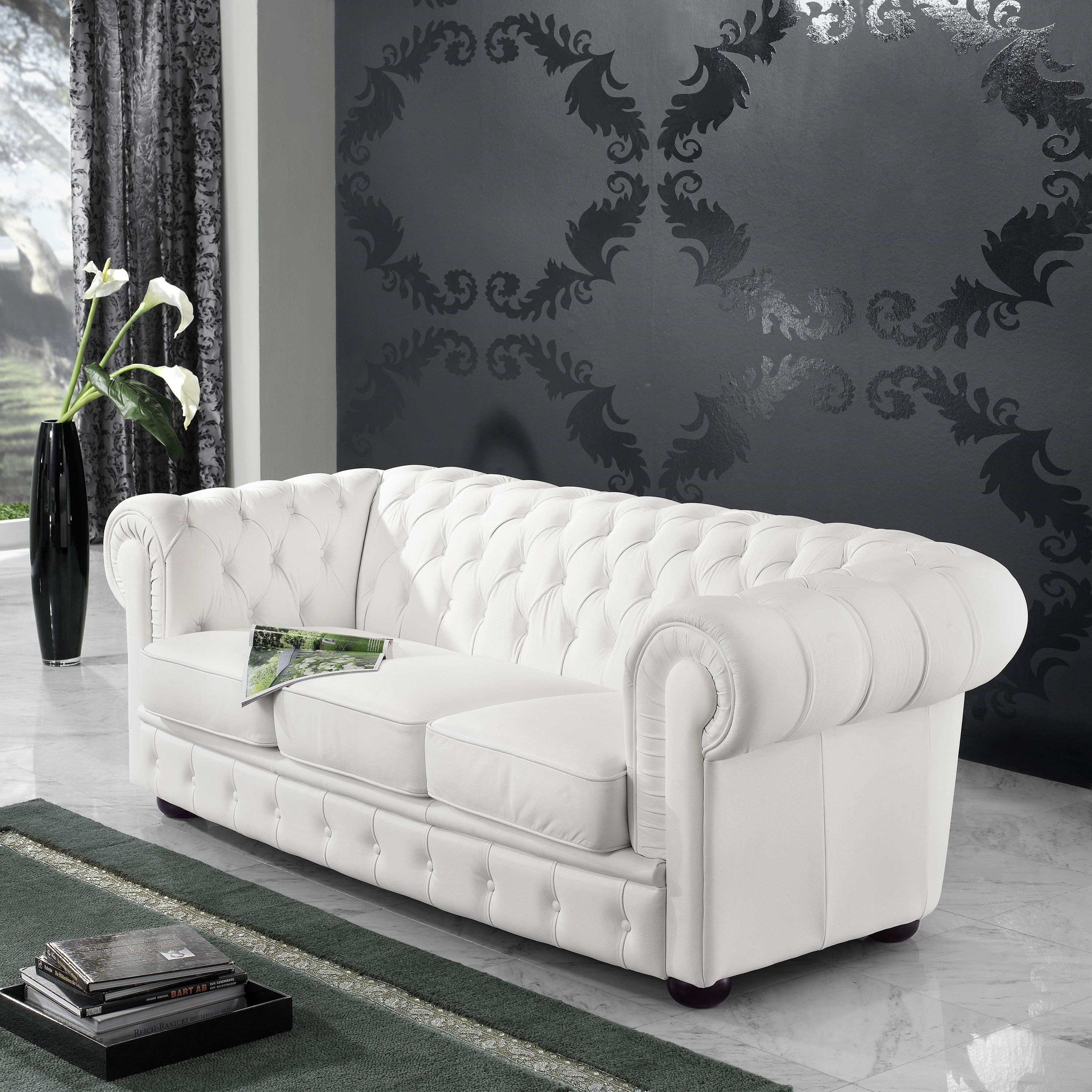 Bridgeport 1 Germany Nappaleder Max Winzer® Stück, in 3-Sitzer Sofa pigmentiertes Sofa weiß, Made