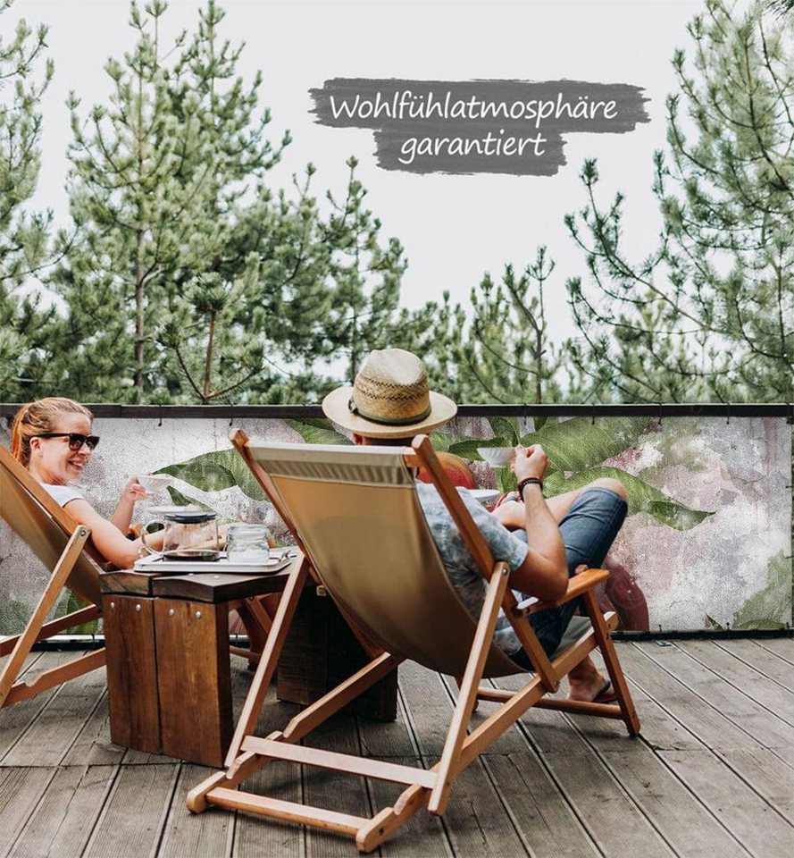 Thumbnail - MyMaxxi Sichtschutzelement Balkonbanner Flamingo Malerei Balkon Sichtschutz Garten, (Bambus grün)