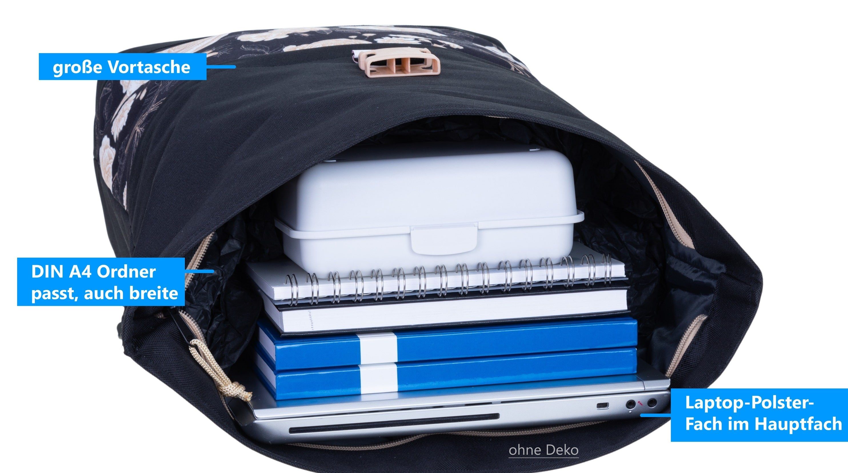 ELEPHANT Rucksack Damen Freizeitrucksack A4 groß 13038, Laptop Tasche Travel Geheimfach Daypack large + Trinkflasche