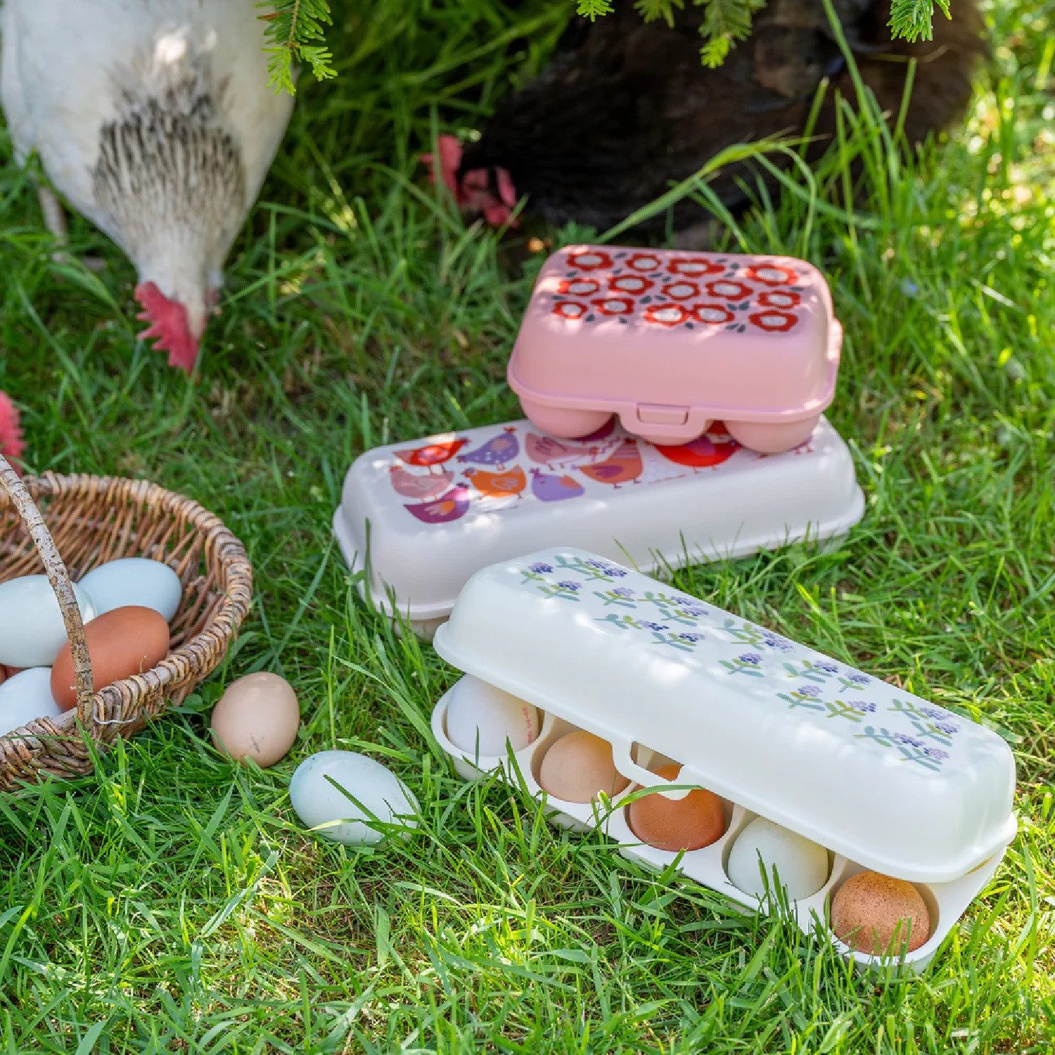 KOZIOL Eierkorb Eierbox Eggs To Go Bloomies blossom, Kunststoff